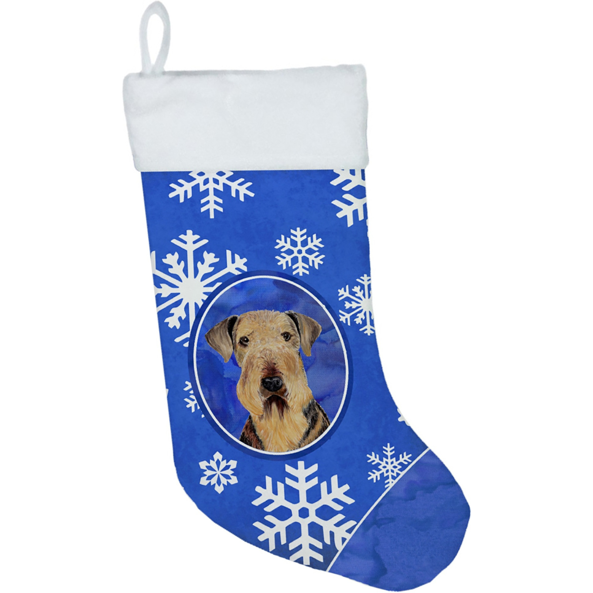 &quotCaroline's Treasures Airedale Winter Snowflakes, 11 x 18, Multicolor Christmas, Holiday Stocking, Decoration"