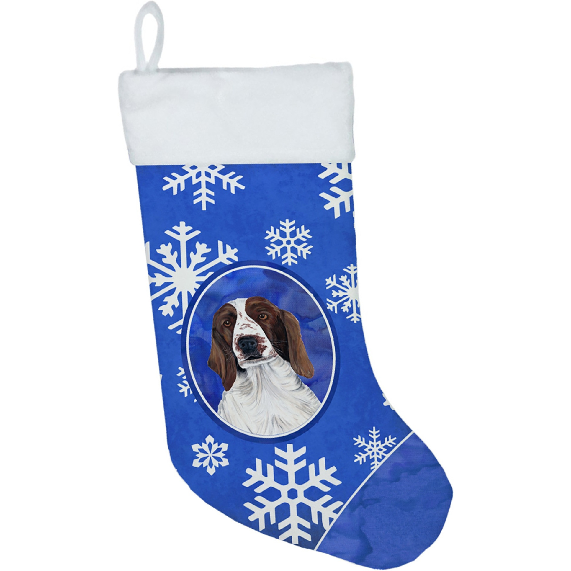 &quotCaroline's Treasures Welsh Springer Spaniel Winter Snowflakes Christmas Stocking, 11 x 18"", Multicolor"