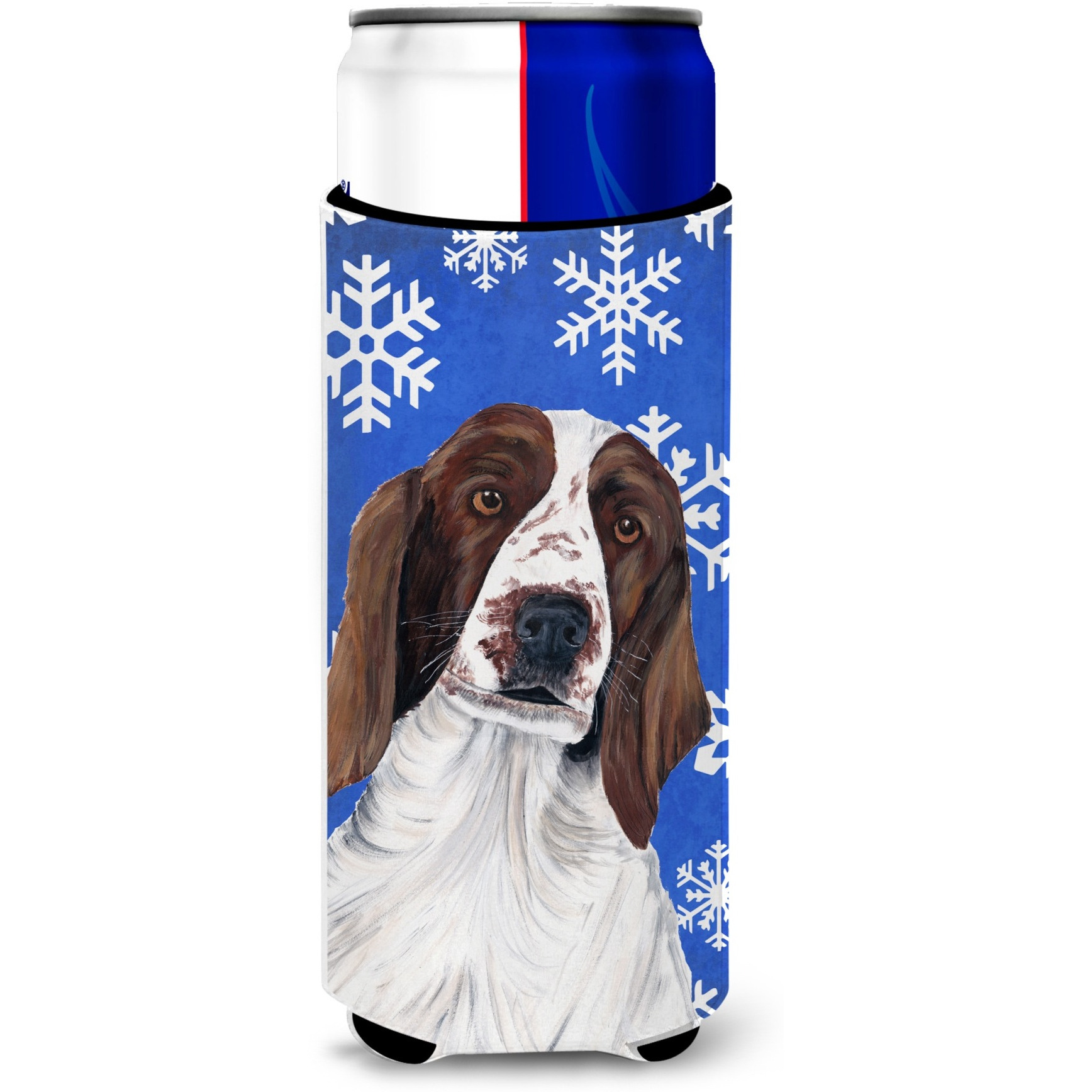 Welsh Springer Spaniel Winter Snowflakes Holiday Ultra Beverage Insulators for slim cans SC9380MUK