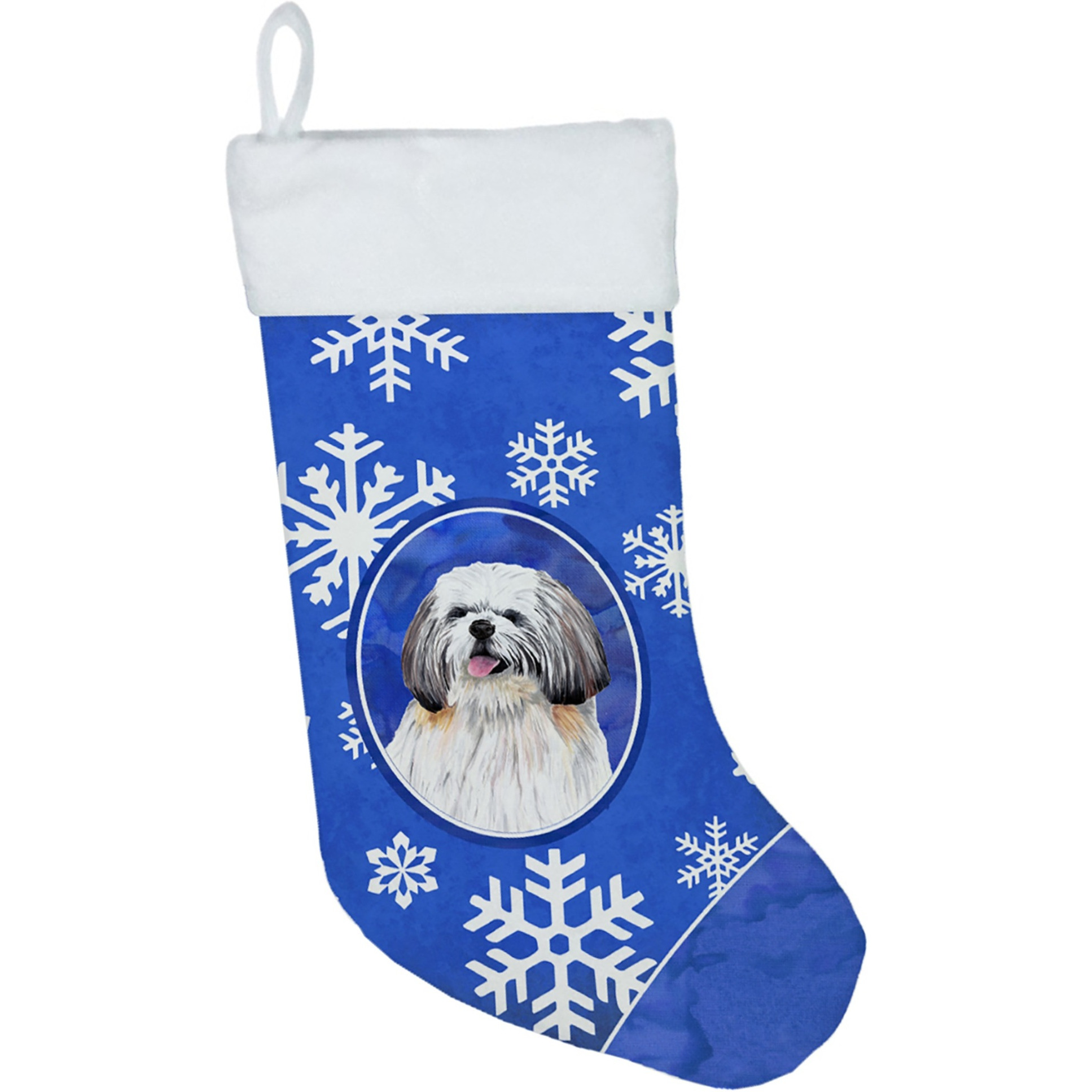 &quotCaroline's Treasures SC9383-CS Shih Tzu Winter Snowflakes Christmas Stocking, 11 x 18"", Multicolor"