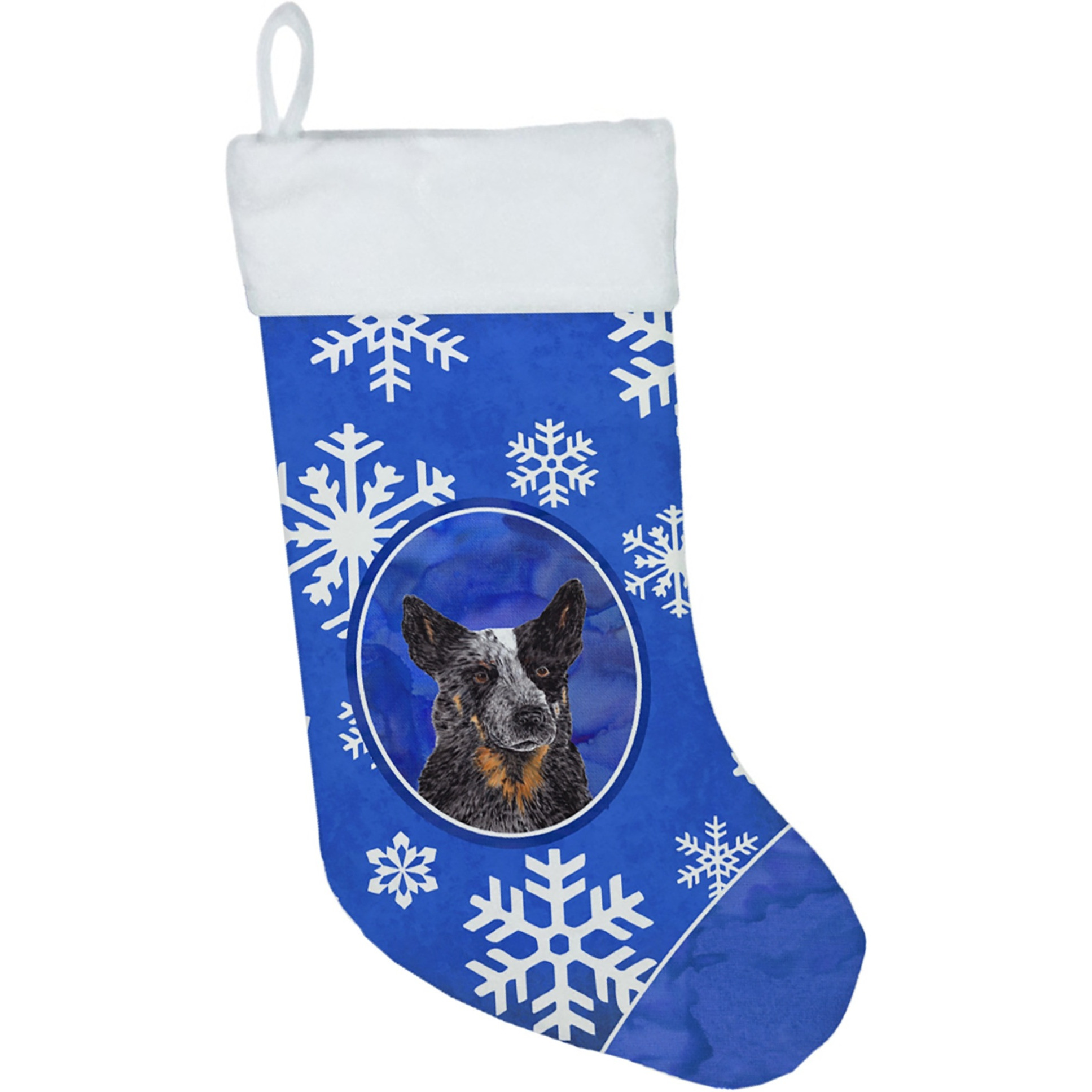 &quotCaroline's Treasures Australian Cattle Dog Winter Snowflakes Christmas Stocking, 11 x 18"", Multicolor"
