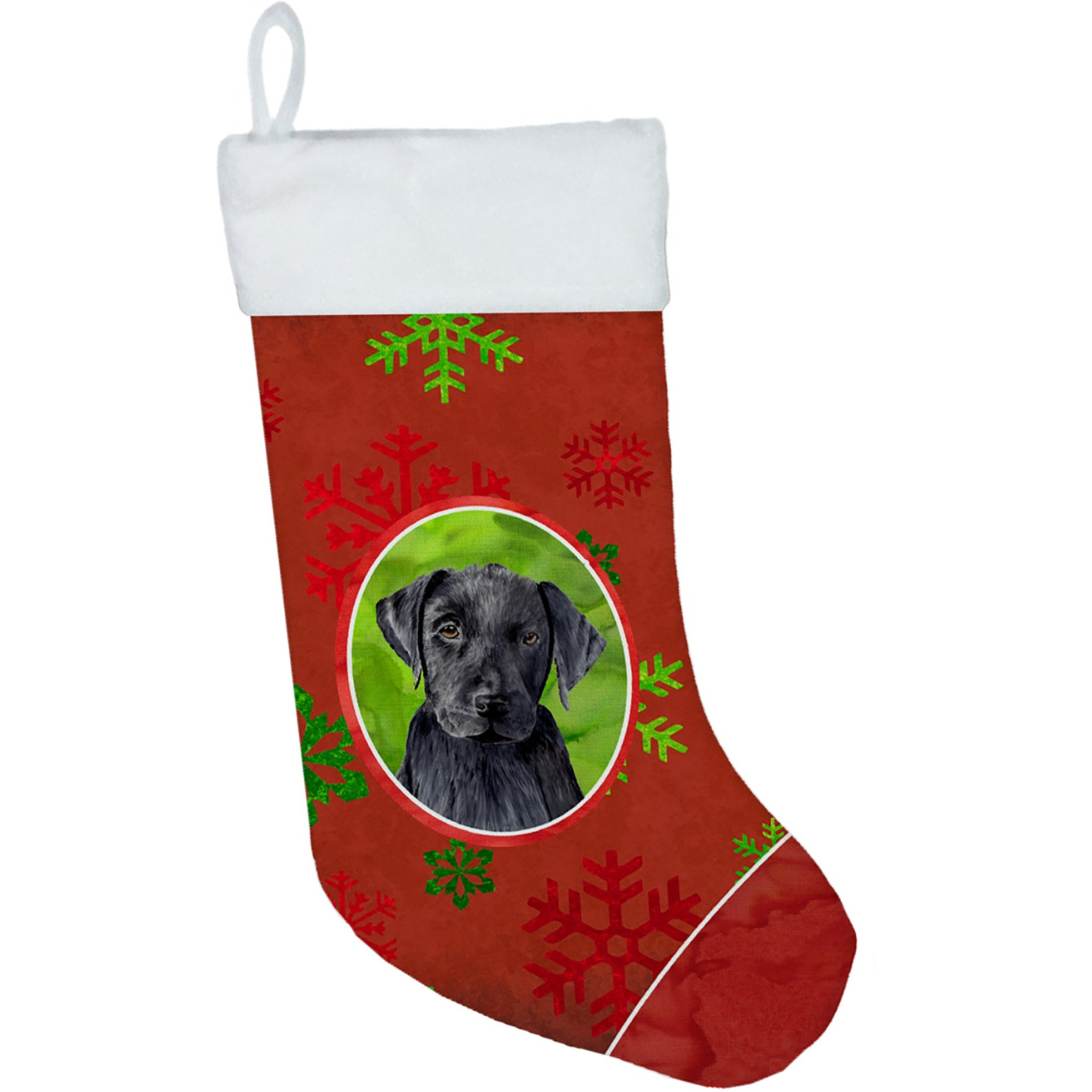 &quotCaroline's Treasures SC9404-CS Labrador Red and Green Snowflakes Holiday Christmas Stocking, 11 x 18"", Multicolor"