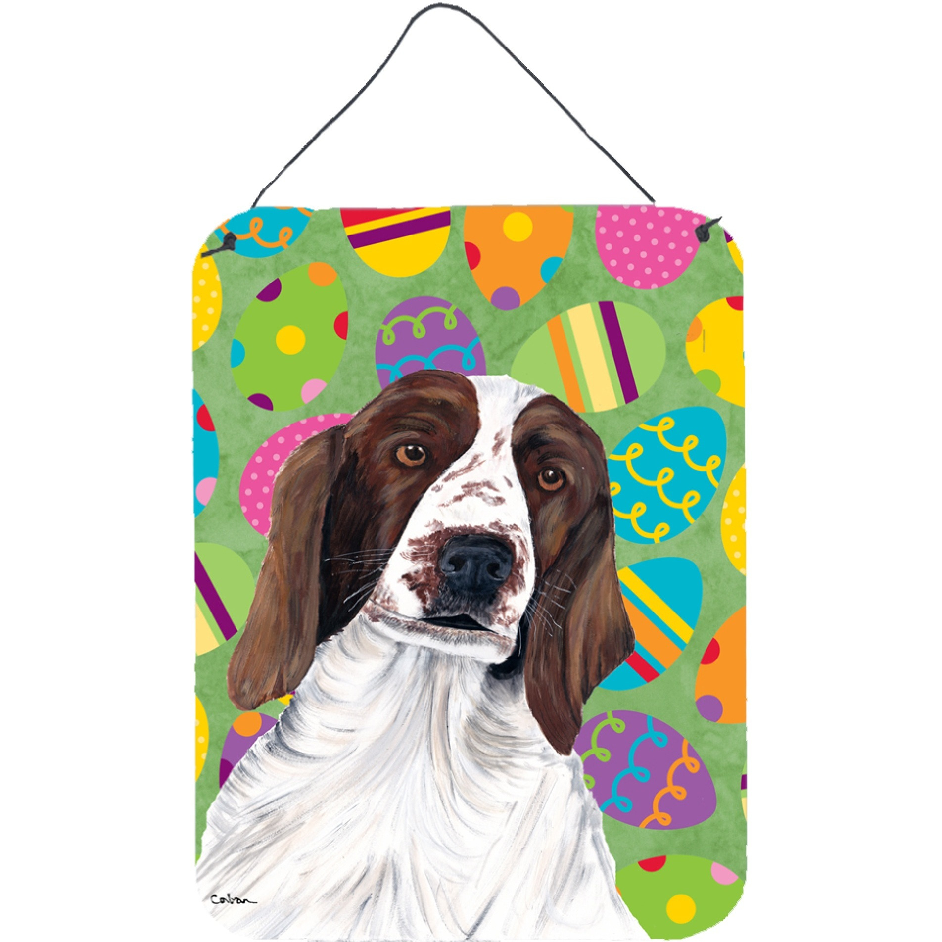 &quotCaroline's Treasures Welsh Springer Spaniel Easter Eggtravaganza Wall or Door Hanging Prints, 16"" x 12"", Multicolor"