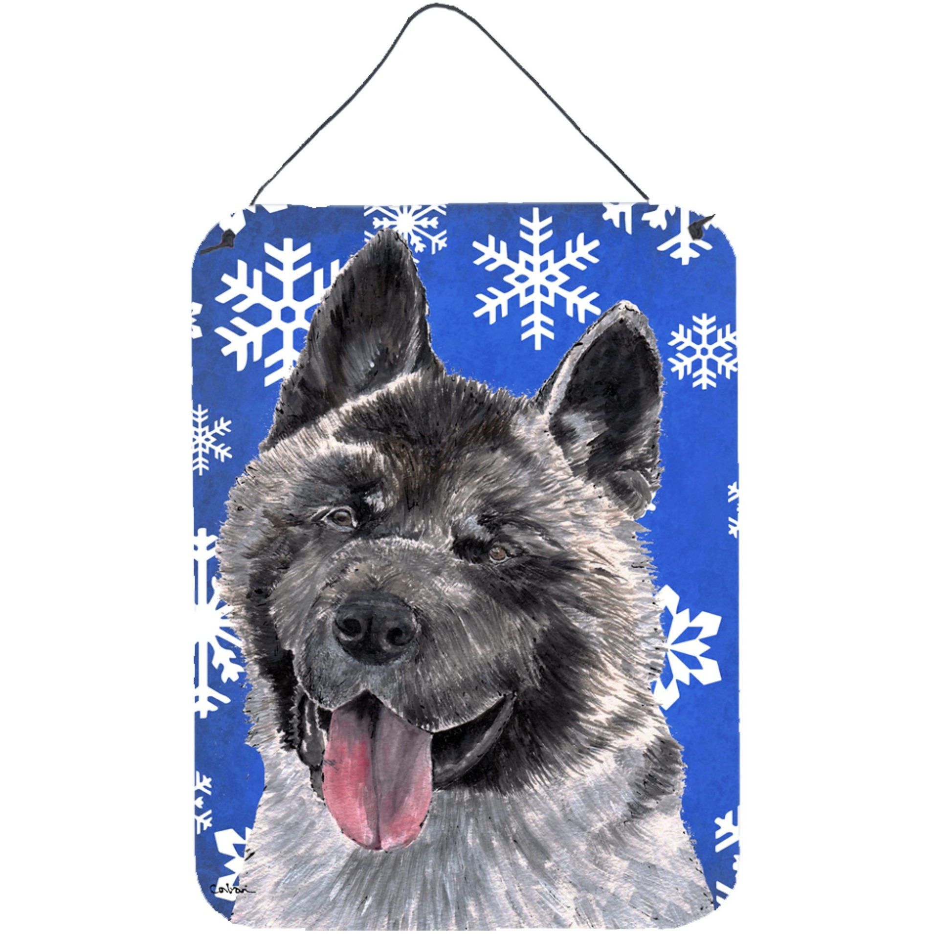 &quotCaroline's Treasures Akita Winter Snowflakes Holiday Wall or Door Hanging Prints, 16"" x 12"""