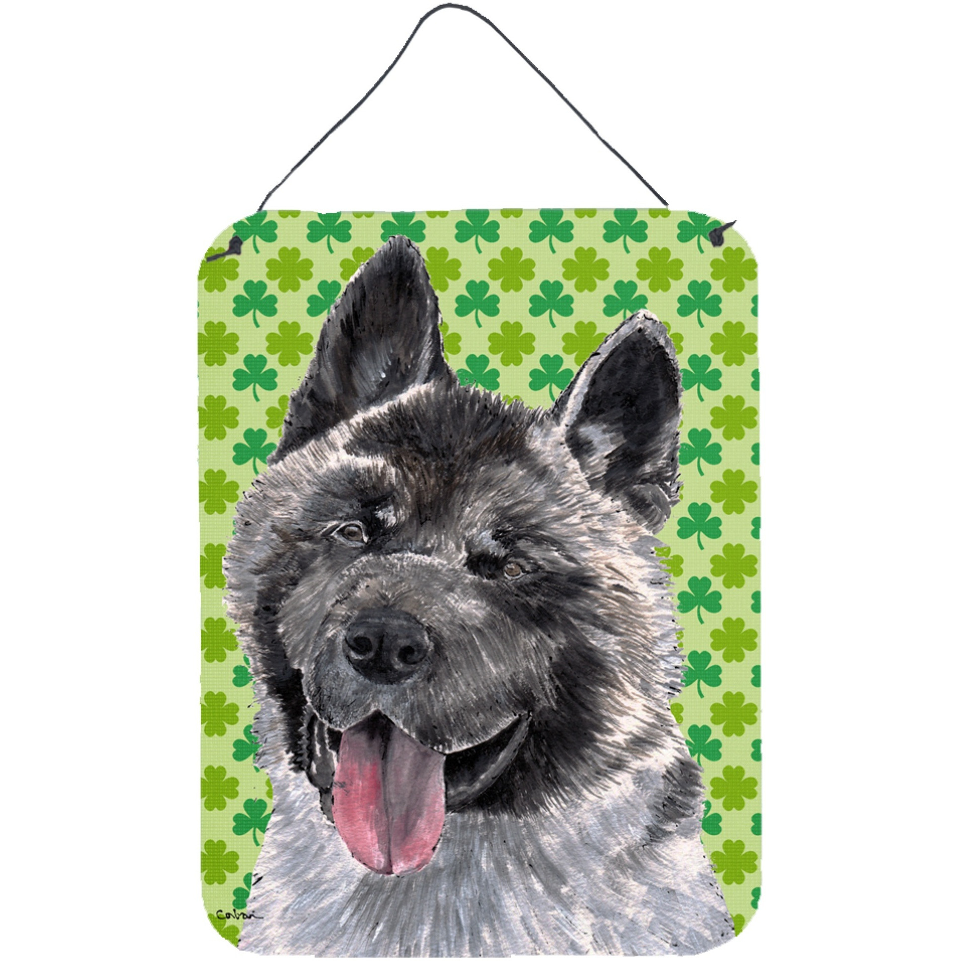 &quotCaroline's Treasures Akita St. Patrick's Day Shamrock Wall or Door Hanging Prints, 16"" x 12"""