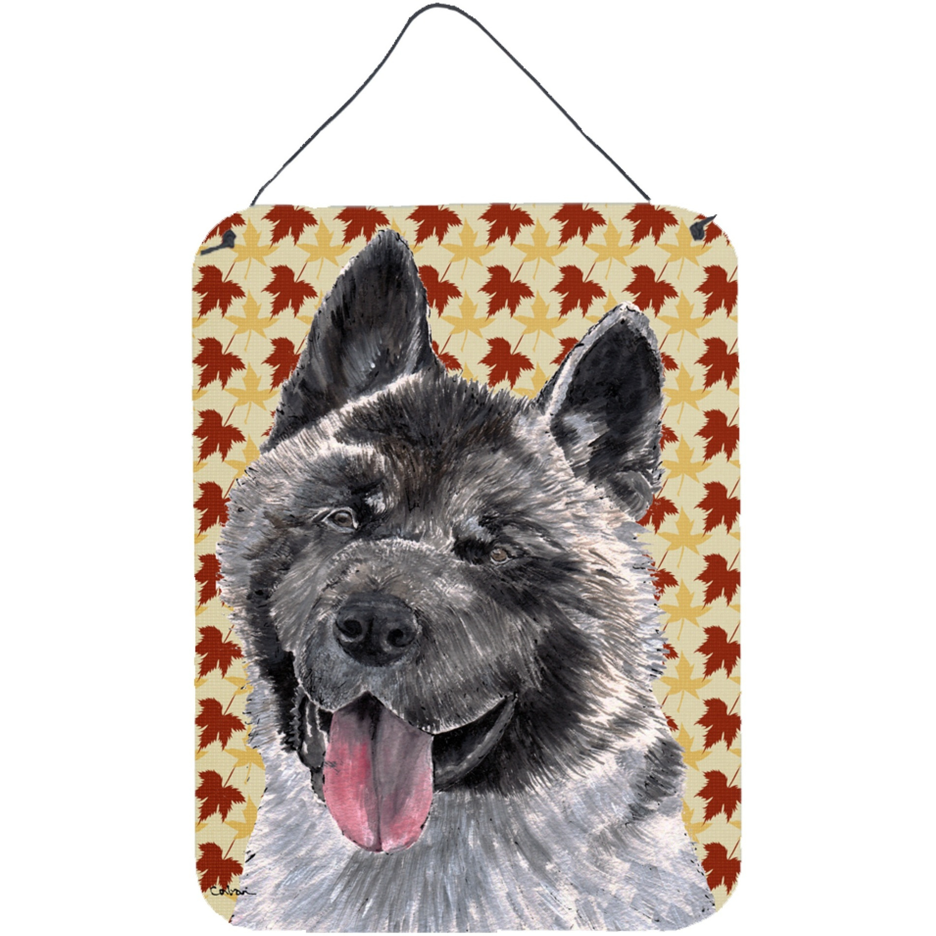 &quotCaroline's Treasures Akita Fall Leaves Aluminium Metal Wall or Door Hanging Prints, 16"" x 12"""