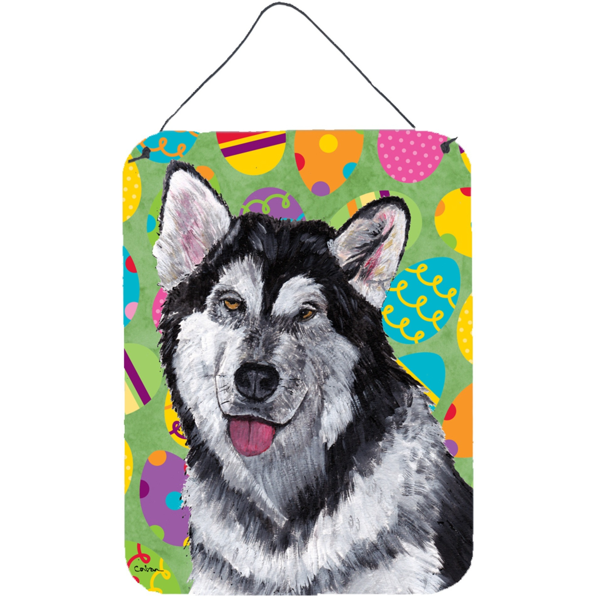 &quotCaroline's Treasures Alaskan Malamute Easter Eggtravaganza Wall or Door Hanging Prints, 16"" x 12"""