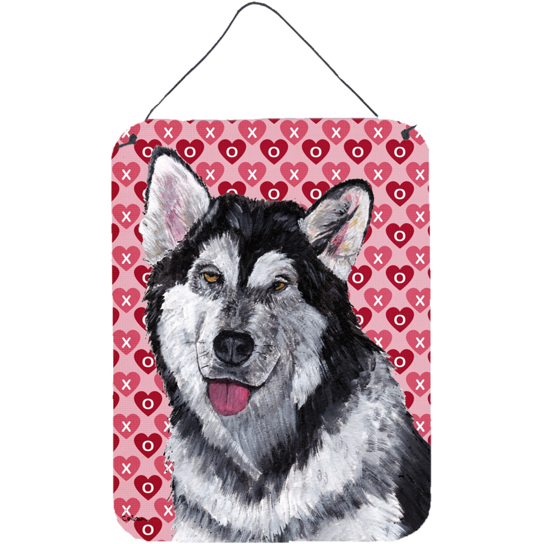 &quotCaroline's Treasures Alaskan Malamute Hearts Love and Valentine's Day Wall or Door Hanging Prints, 16"" x 12"""