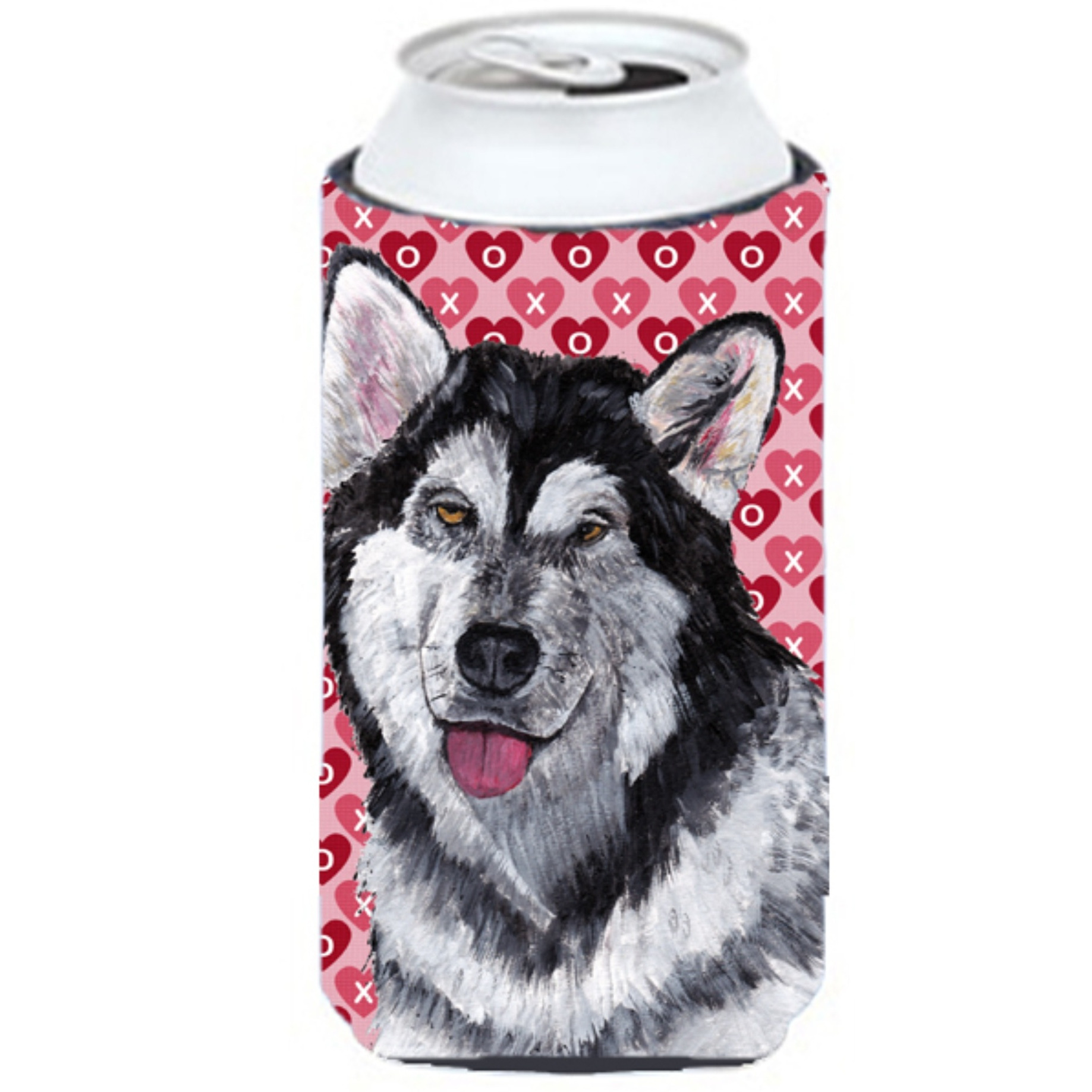 Alaskan Malamute Hearts Love and Valentine's Day Tall Boy Beverage Insulator Hugger SC9494TBC