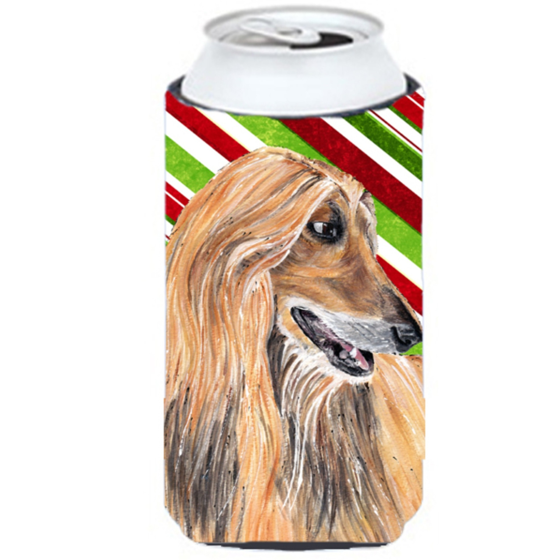 Afghan Hound Candy Cane Holiday Christmas Tall Boy Beverage Insulator Hugger SC9498TBC