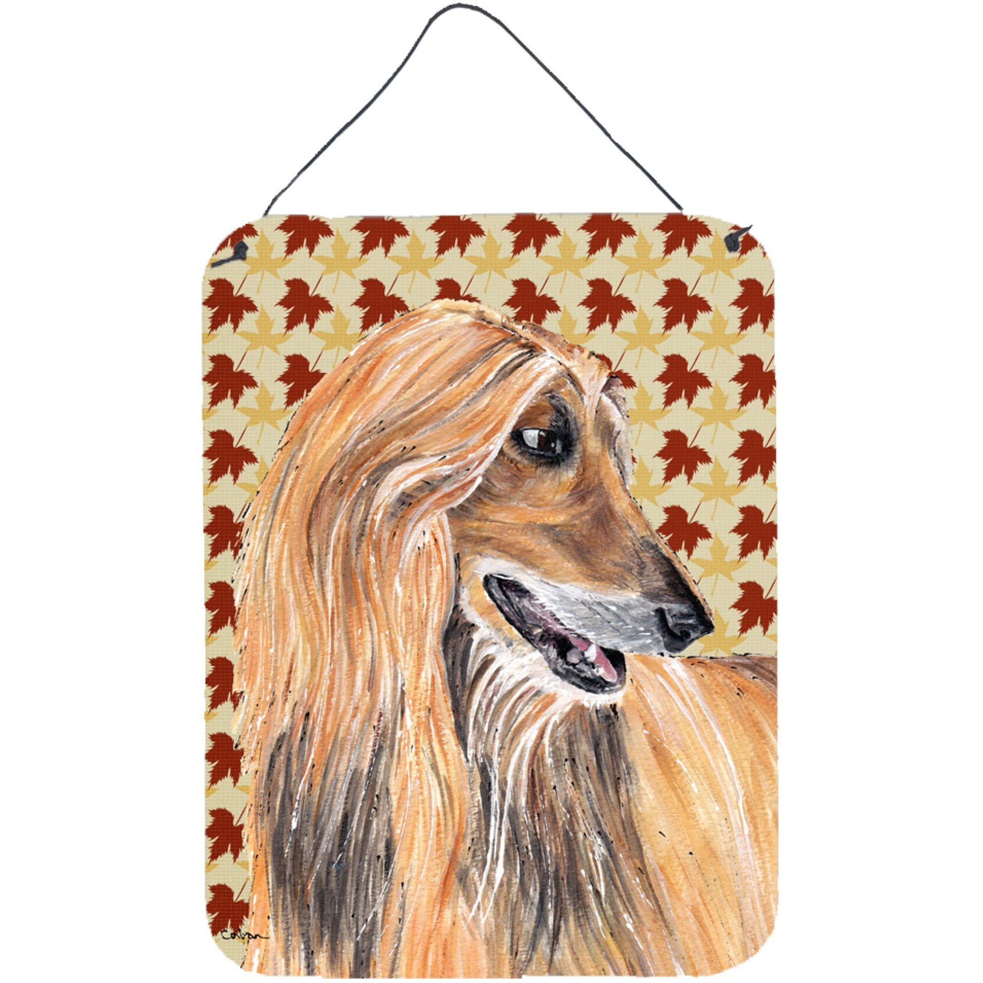 &quotCaroline's Treasures Afghan Hound Fall Leaves Wall or Door Hanging Prints, 16"" x 12"""