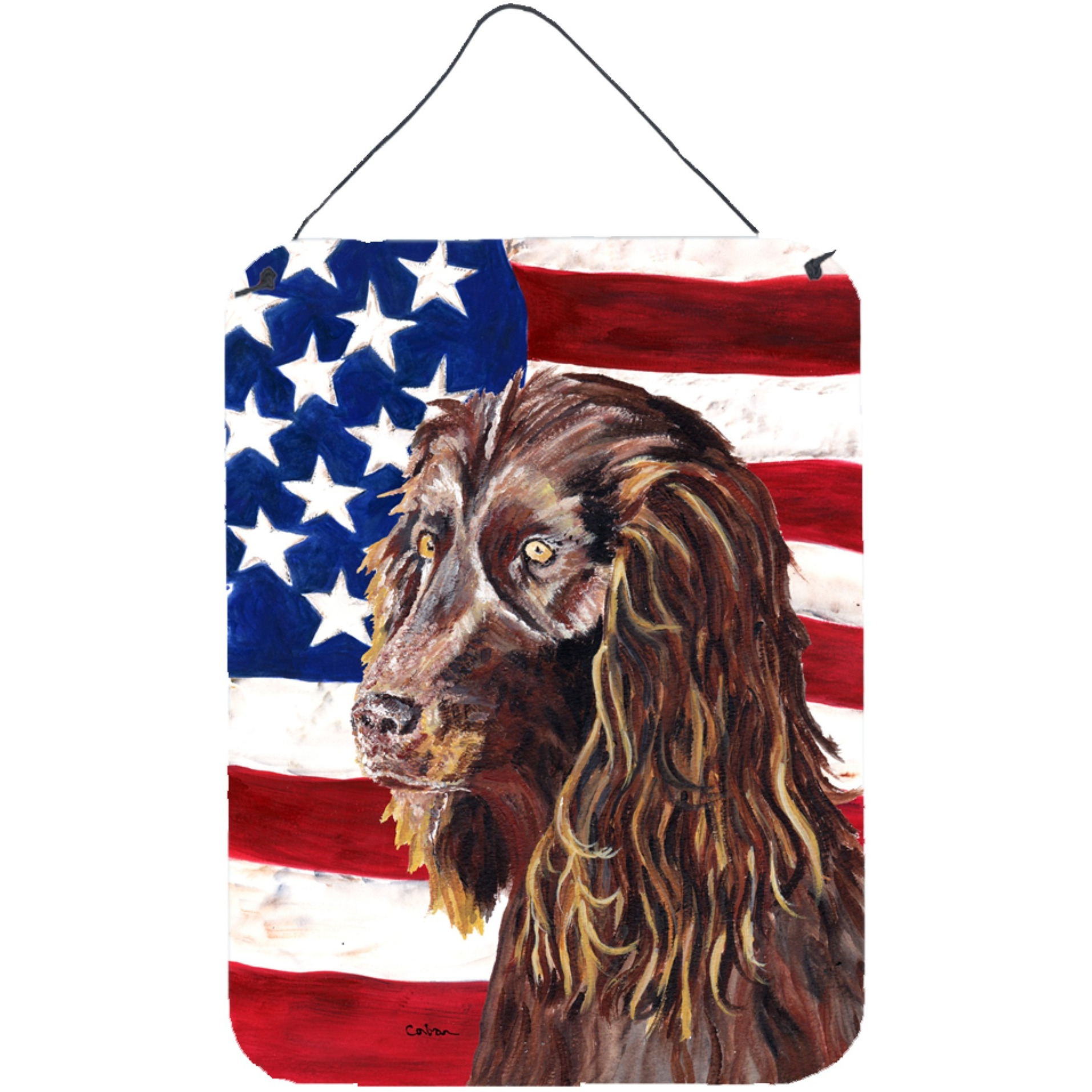 &quotCaroline's Treasures Boykin Spaniel Usa American Flag Aluminium Metal Wall or Door Hanging Prints, 16"" x 12"""