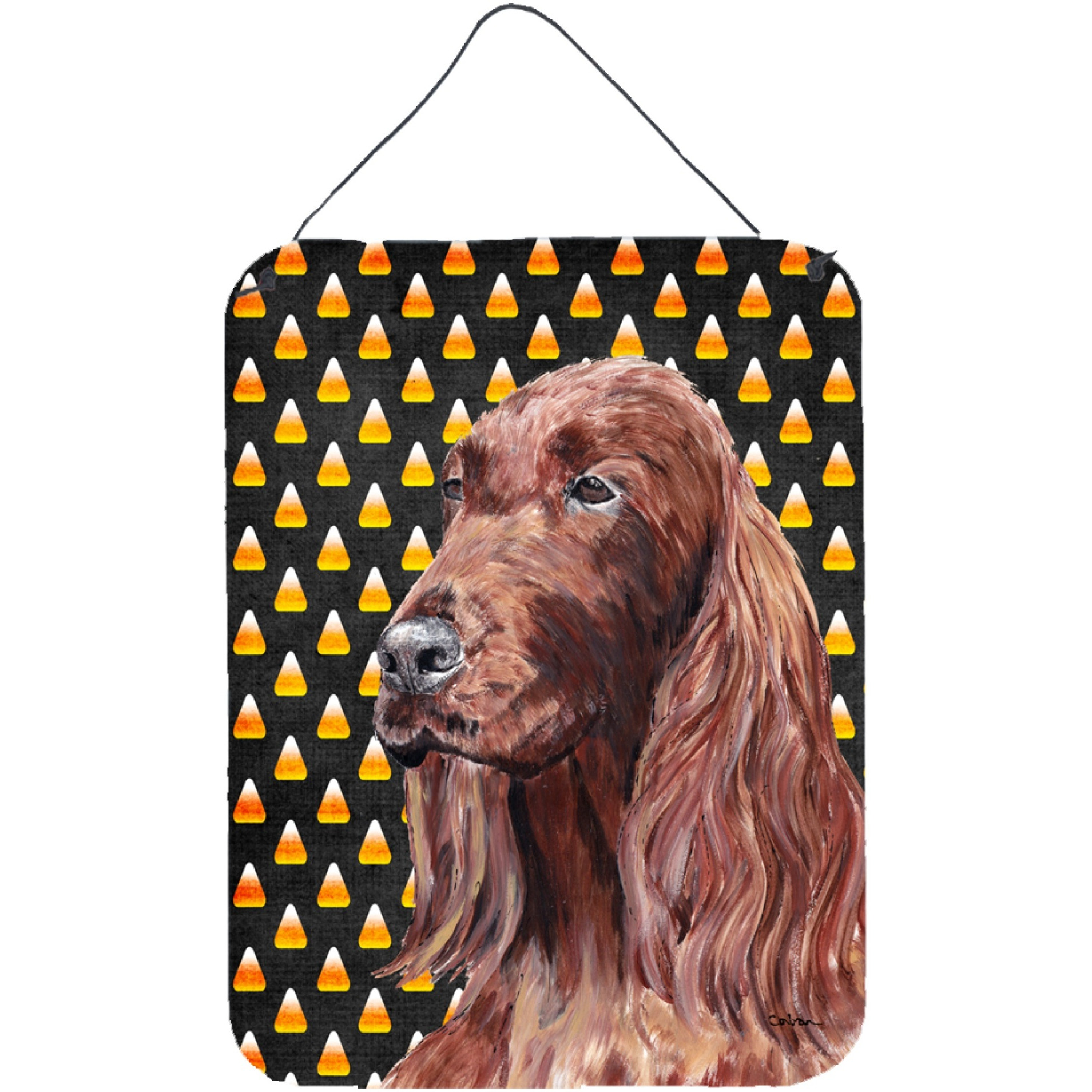 &quotCaroline's Treasures Irish Setter Halloween Candy Corn Aluminium Metal Wall or Door Hanging Prints, 16"" x 12"""