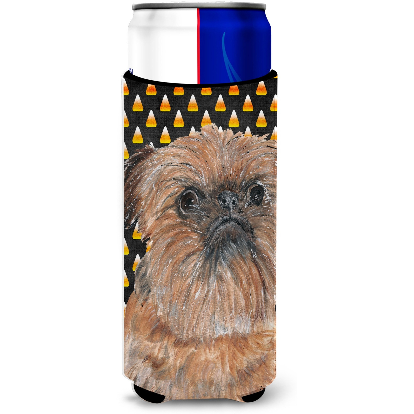 Brussels Griffon Halloween Candy Corn Ultra Beverage Insulators for slim cans