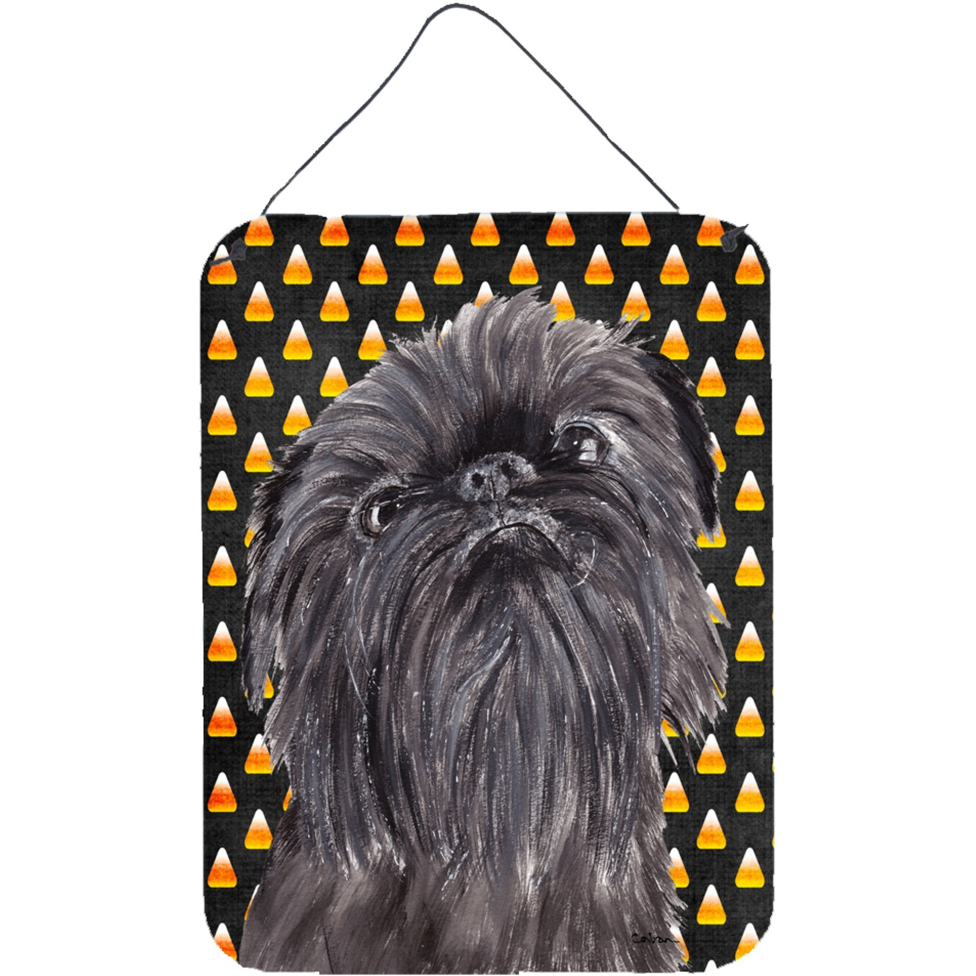 &quotCaroline's Treasures SC9531DS1216 Brussels Griffon Halloween Candy Corn Wall or Door Hanging Prints, 16"" x 12"""