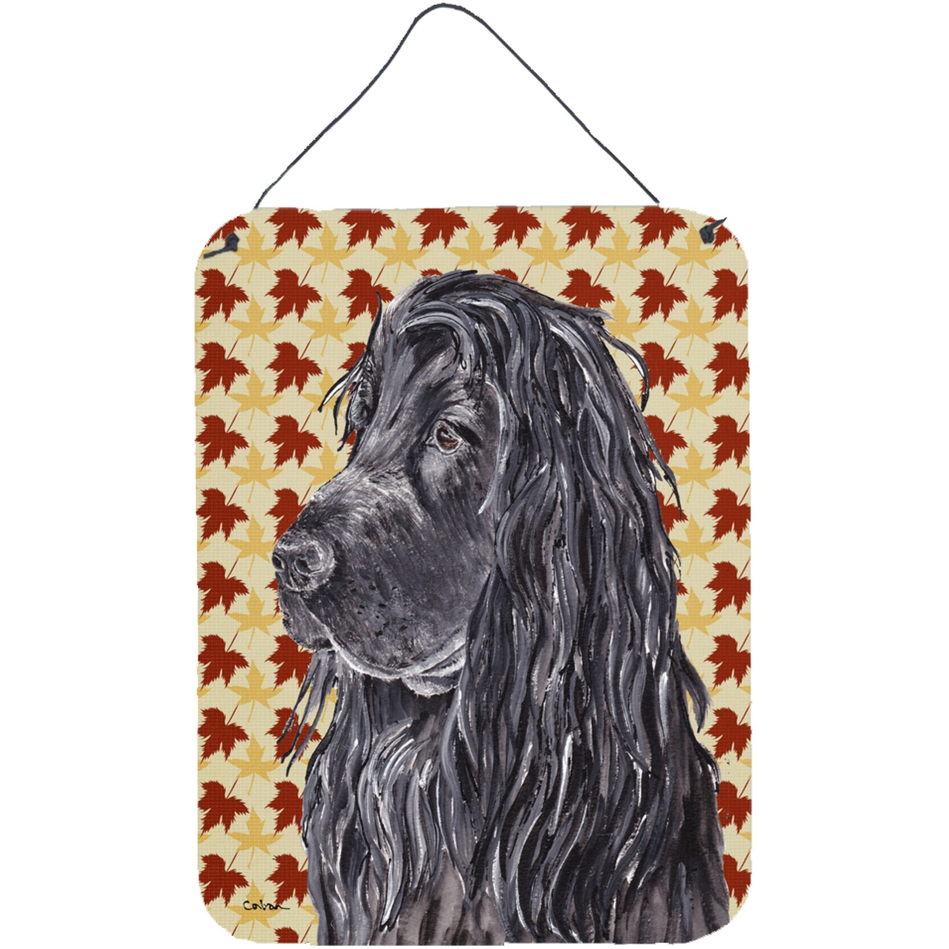 &quotCaroline's Treasures English Cocker Spaniel Fall Leaves Aluminium Metal Wall or Door Hanging Prints, 16"" x 12"""