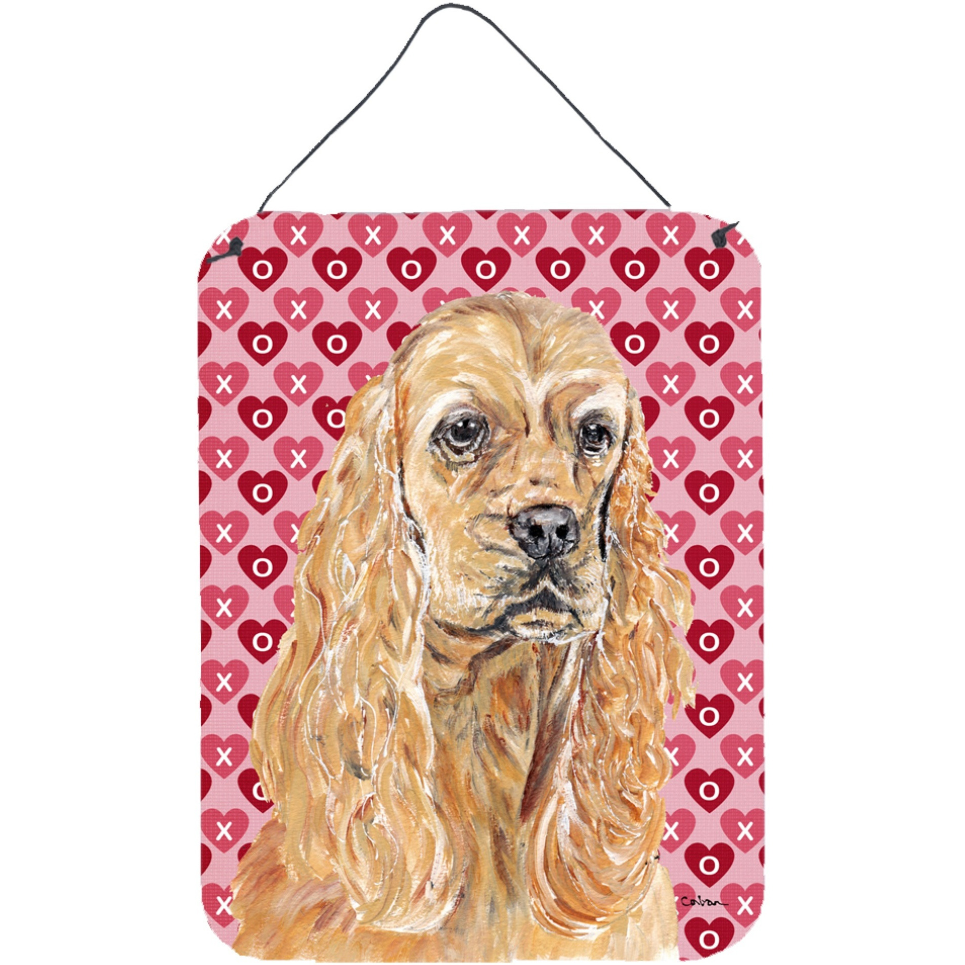 &quotCaroline's Treasures SC9556DS1216 Cocker Spaniel Valentine's Love Aluminium Metal Wall or Door Hanging Prints, 16"" x 12"""