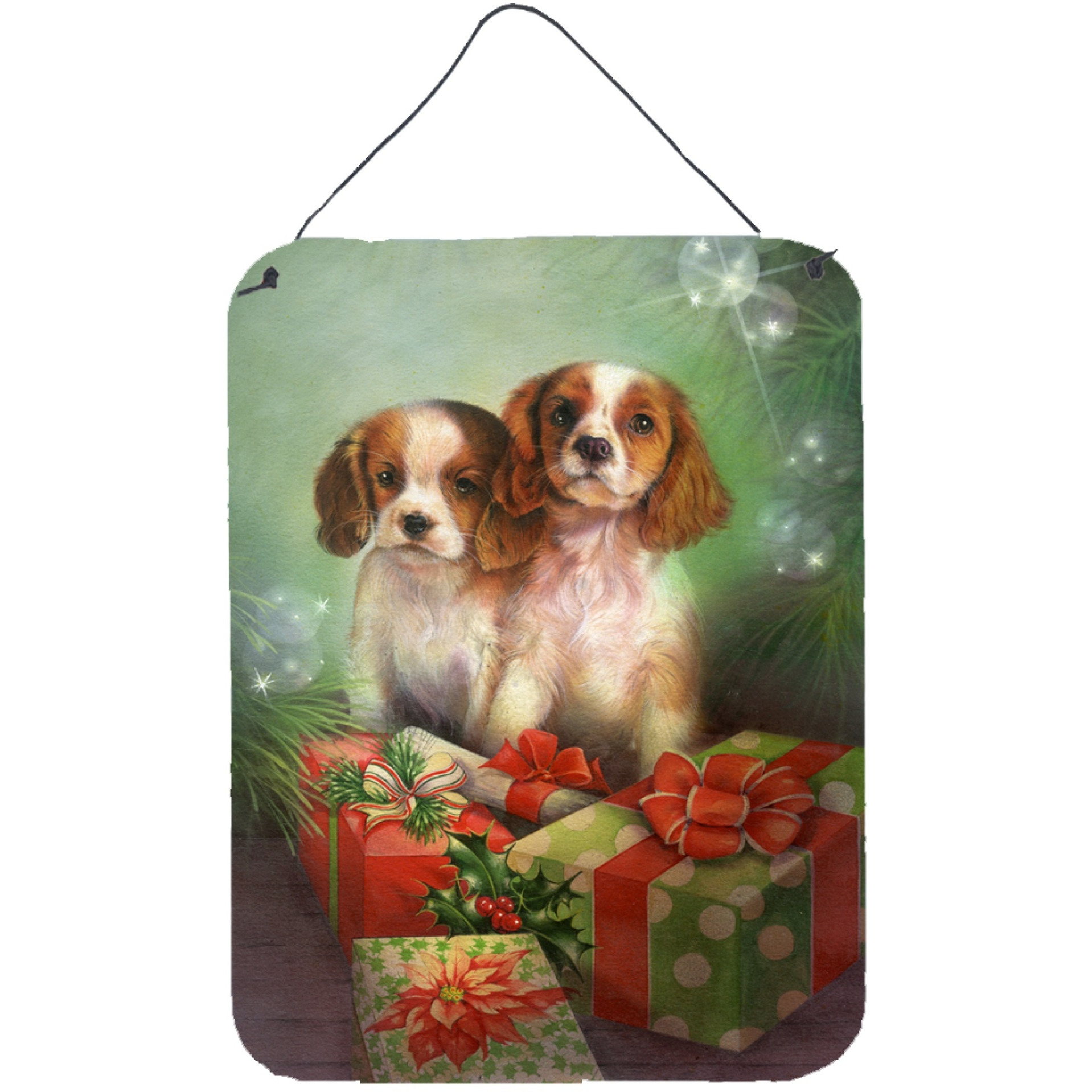 &quotCaroline's Treasures Cavalier Spaniels and Christmas Presents Wall or Door Hanging Prints SDSQ0303DS1216, 16HX12W, Multicolor"