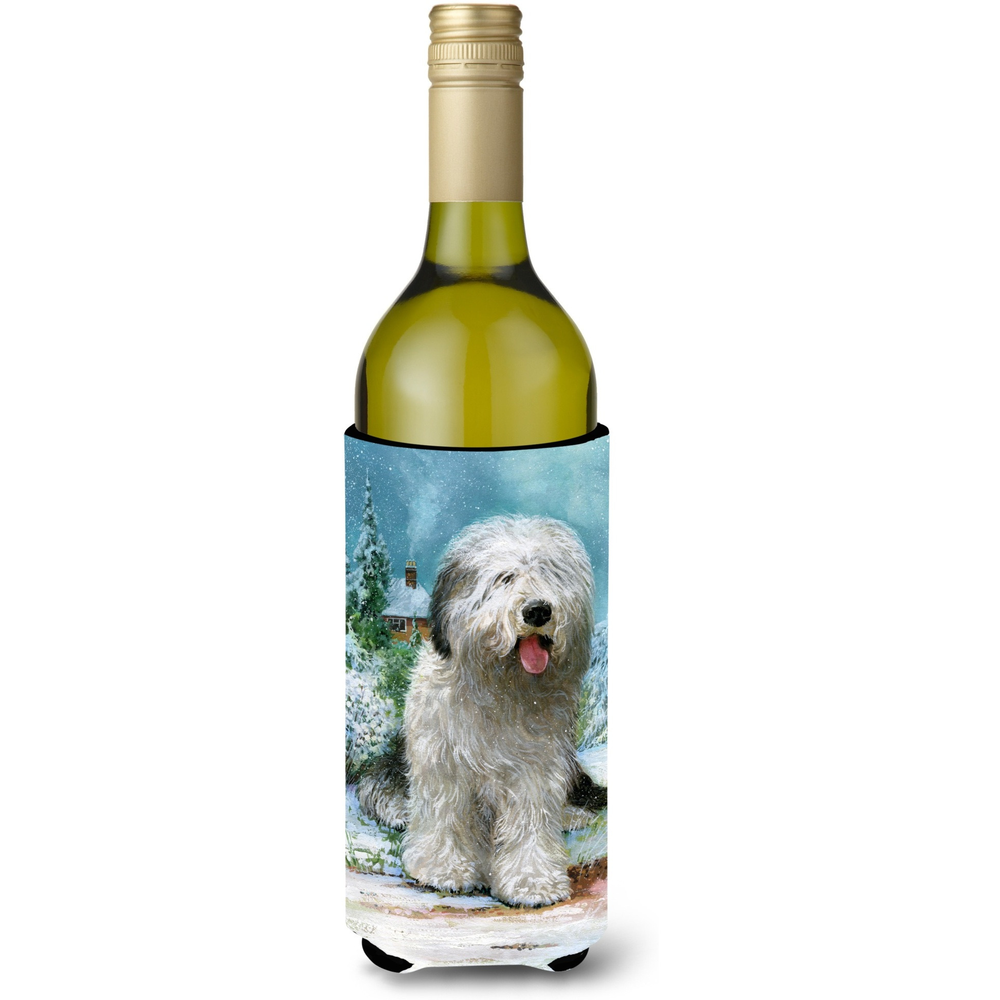 &quotCaroline's Treasures Old English Sheepdog by Don Squires Wine Bottle Koozie Hugger, 750ml, Multicolor"
