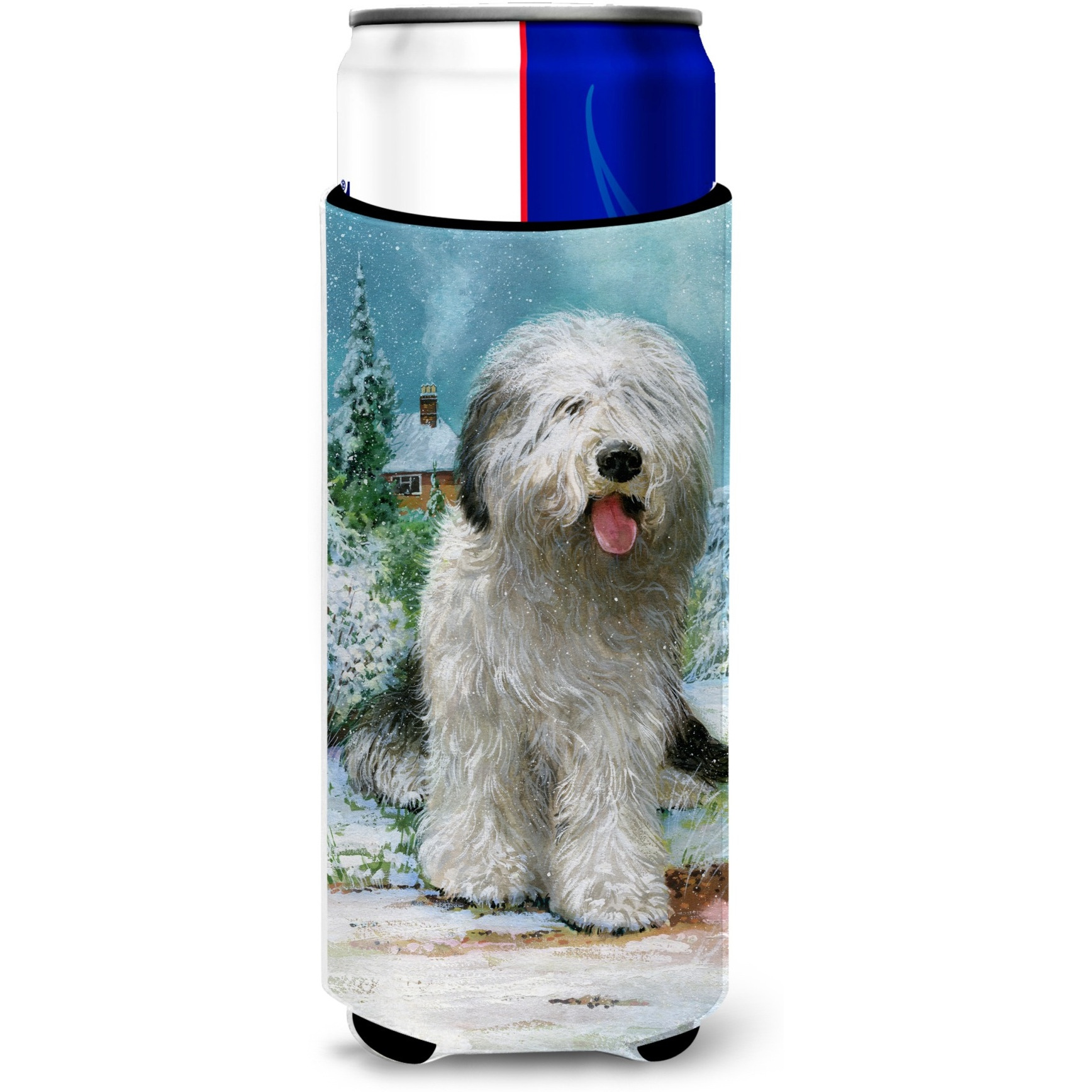 &quotCaroline's Treasures Old English Sheepdog by Don Squires Michelob Ultra Koozies for Slim Cans, Multicolor"