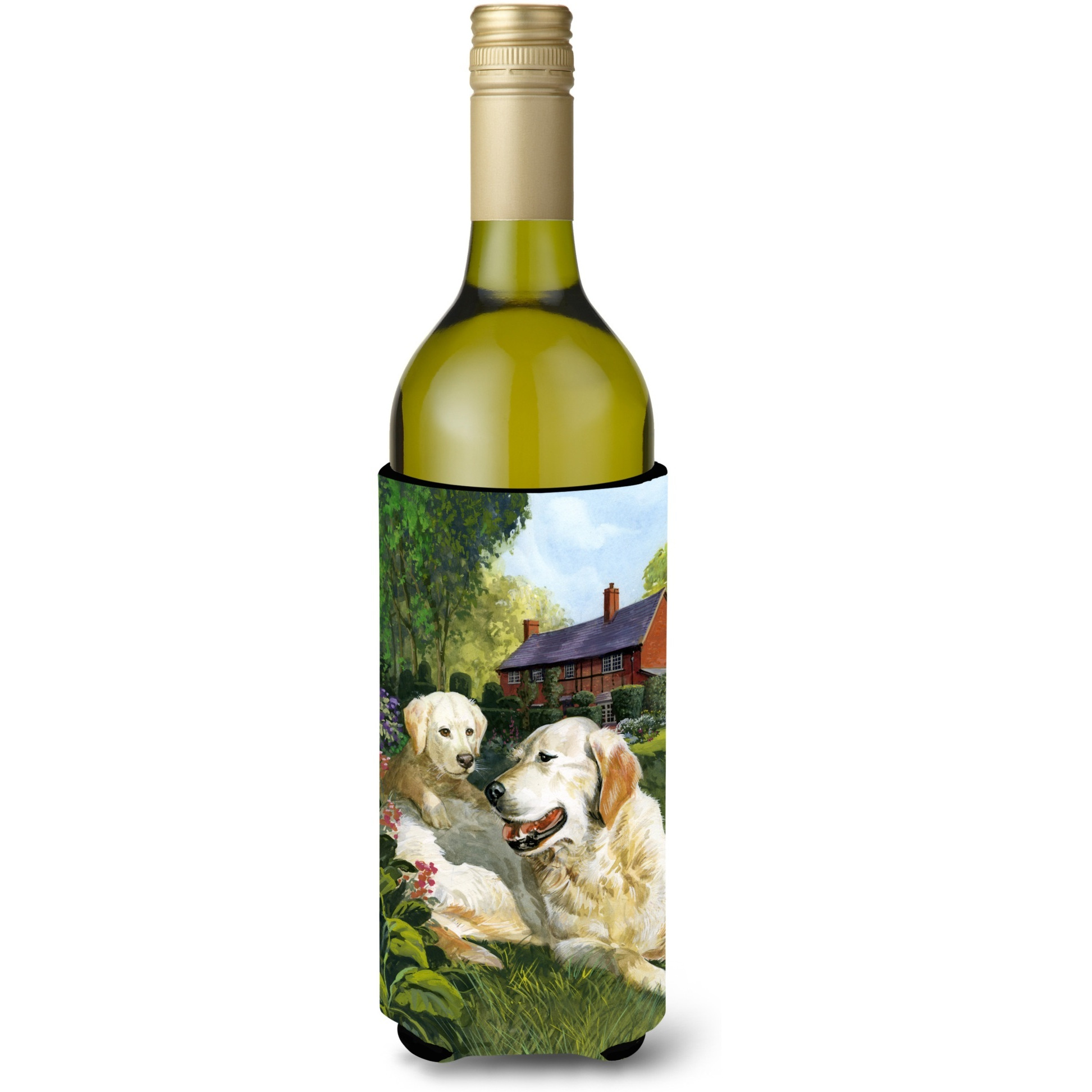 &quotCaroline's Treasures Yellow Labradors by Don Squires Wine Bottle Koozie Hugger, 750ml, Multicolor"