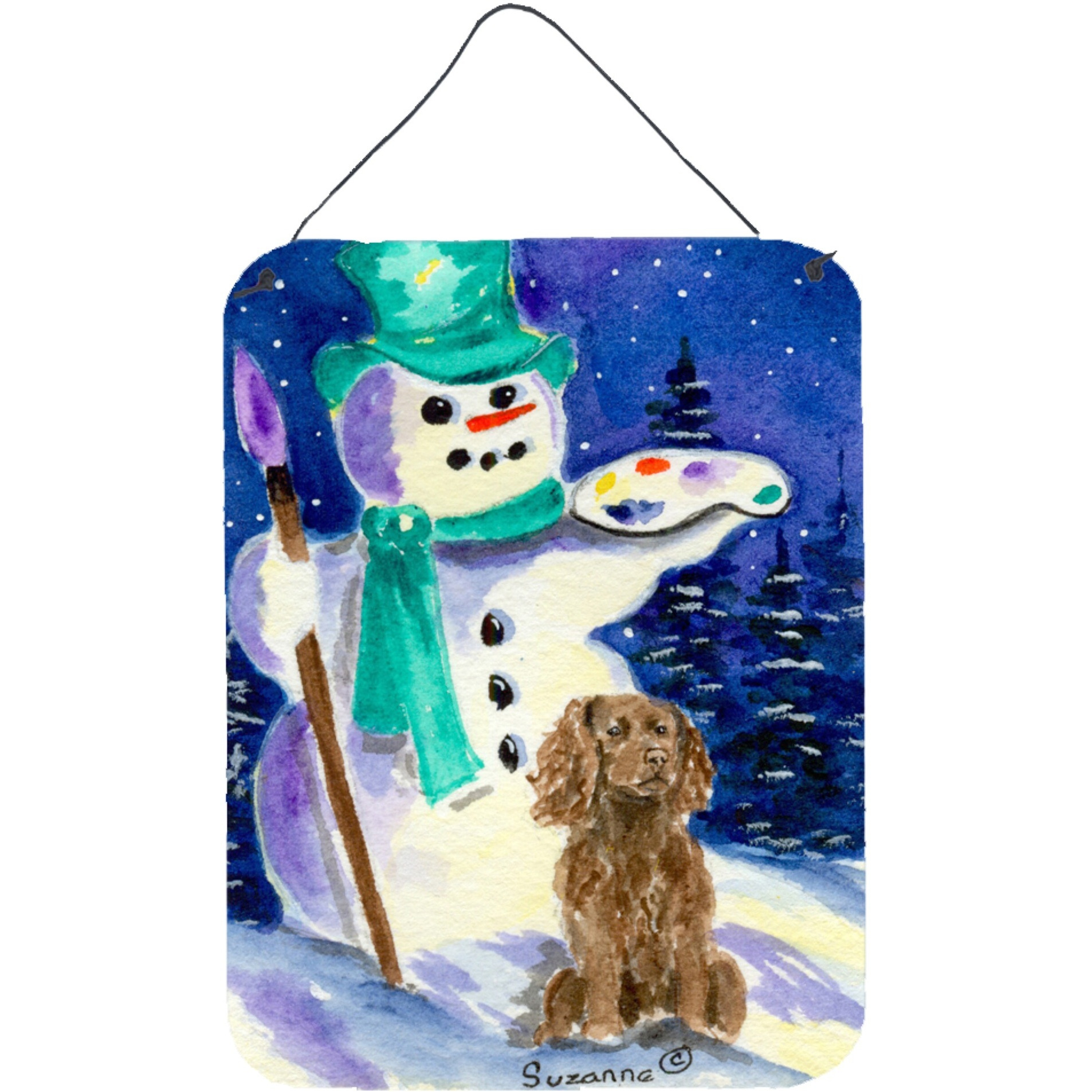&quotCaroline's Treasures Artist Snowman with Boykin Spaniel Aluminium Metal Wall or Door Hanging Prints, 16"" x 12"", Multicolor"