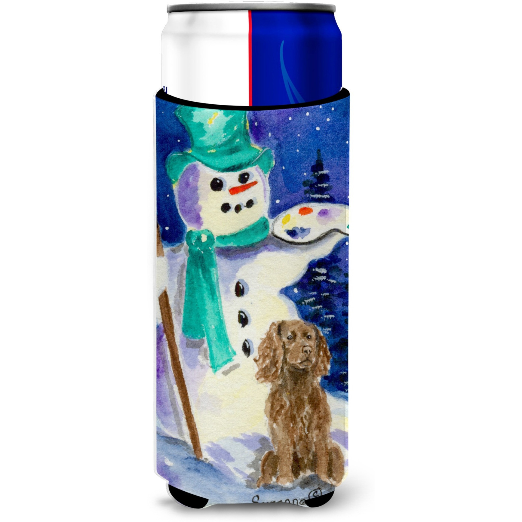 Artist Snowman with Boykin Spaniel Ultra Beverage Insulators for slim cans SS1001MUK