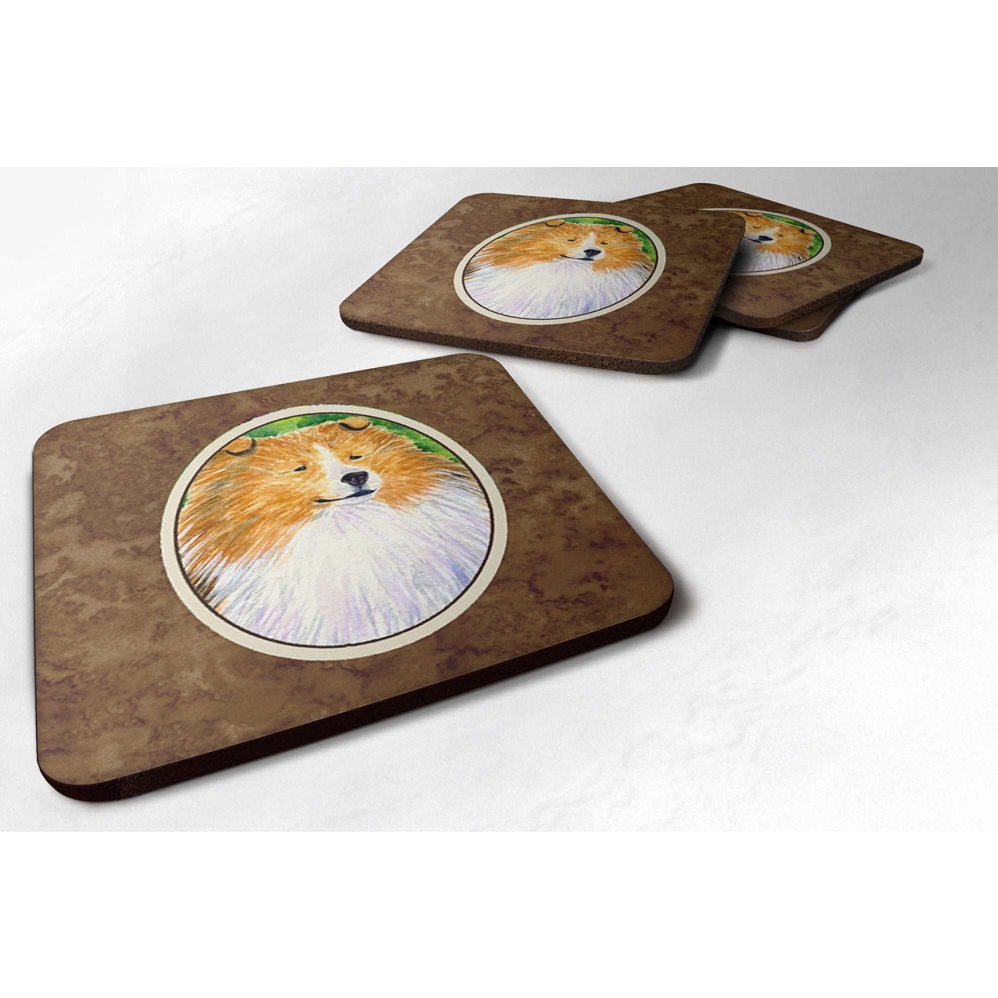 &quotCaroline's Treasures SS1003FC Collie Foam Coasters (Set of 4), 3.5"" H x 3.5"" W, Multicolor"