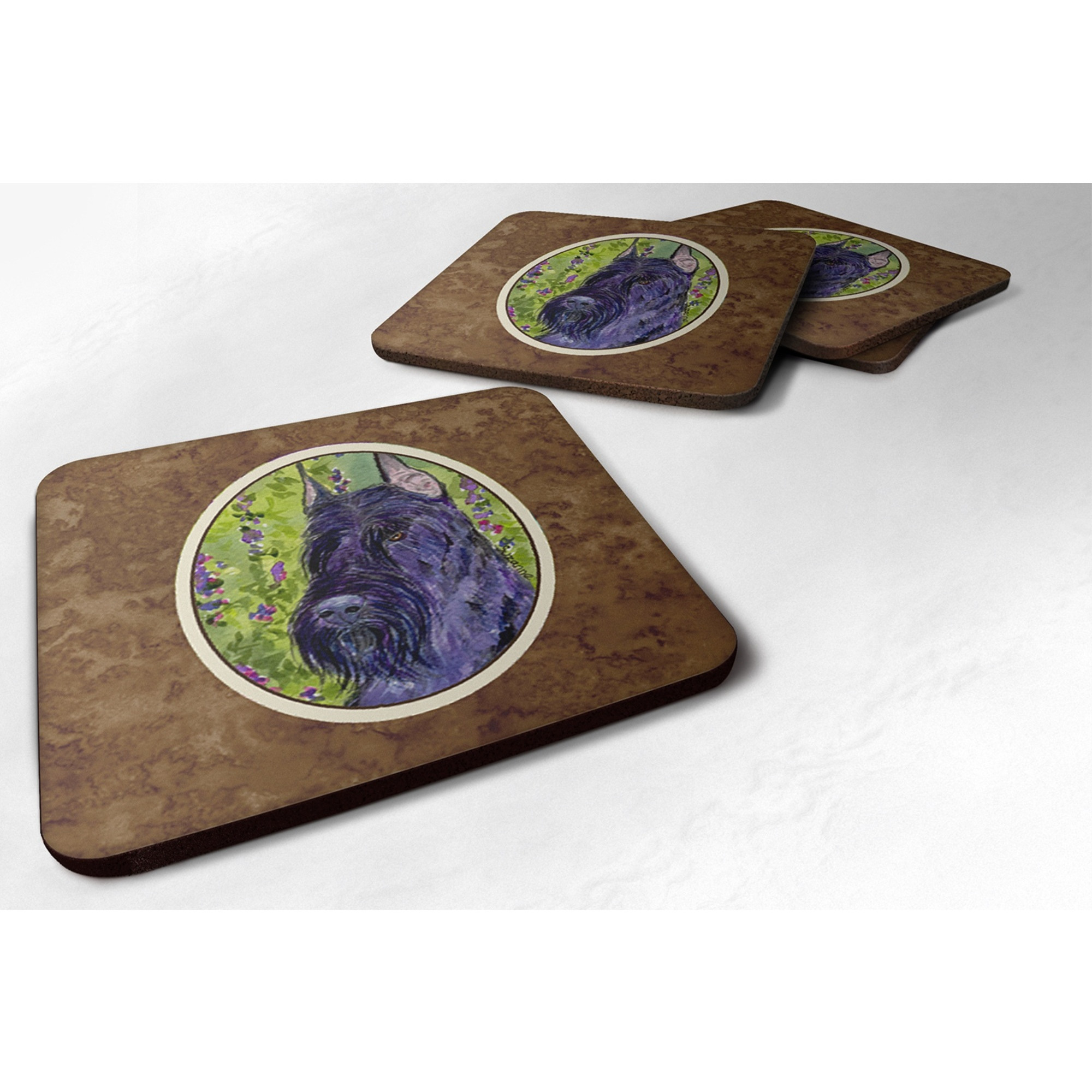 &quotCaroline's Treasures SS1018FC Scottish Terrier Foam Coasters (Set of 4), 3.5"" H x 3.5"" W, Multicolor"