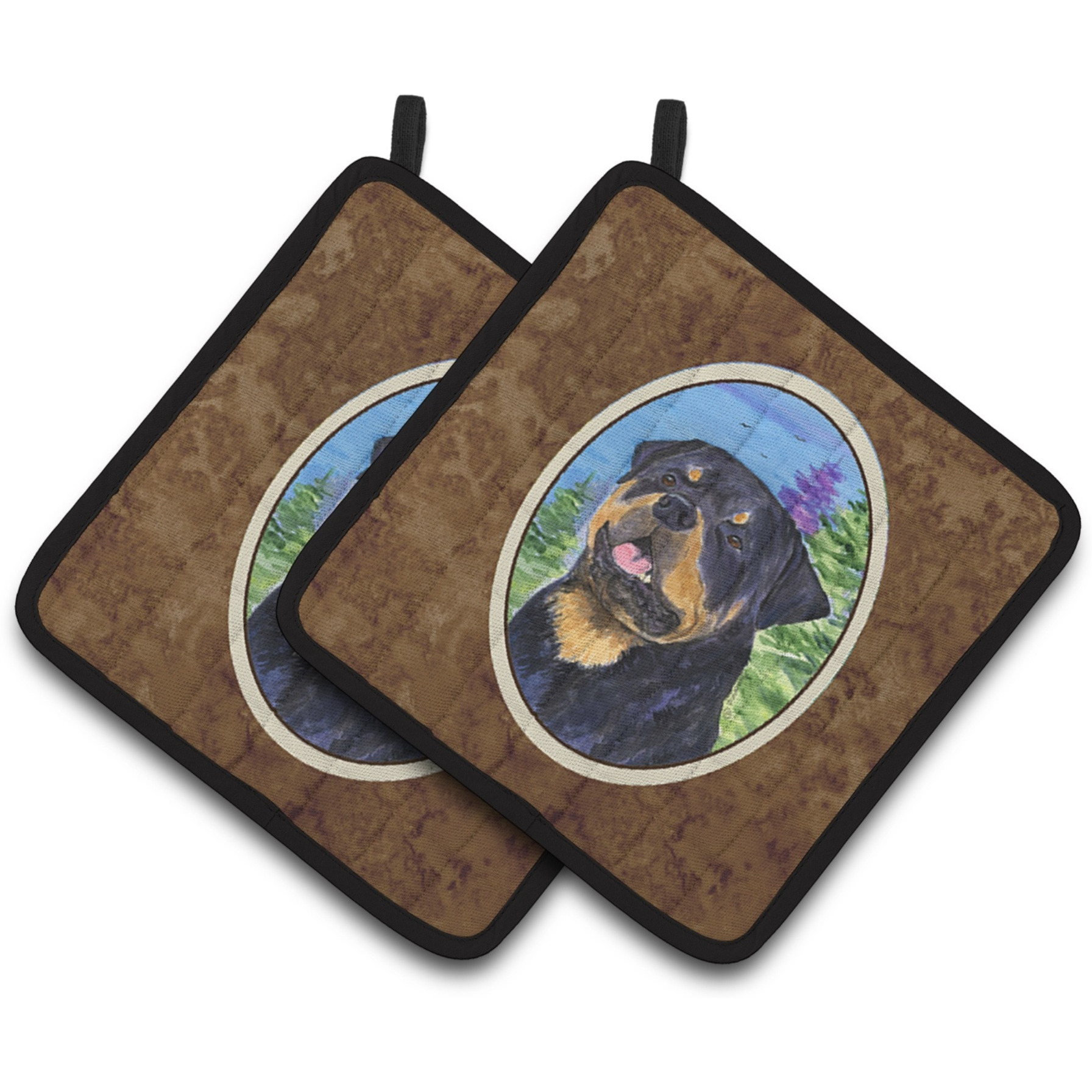&quotCaroline's Treasures Rottweiler Pair of Pot Holders SS1026PTHD, 7.5HX7.5W, Multicolor"