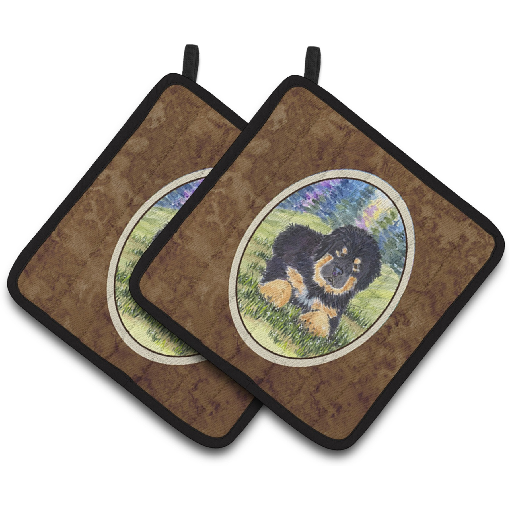 &quotCaroline's Treasures Tibetan Mastiff Pair of Pot Holders SS1037PTHD, 7.5HX7.5W, Multicolor"