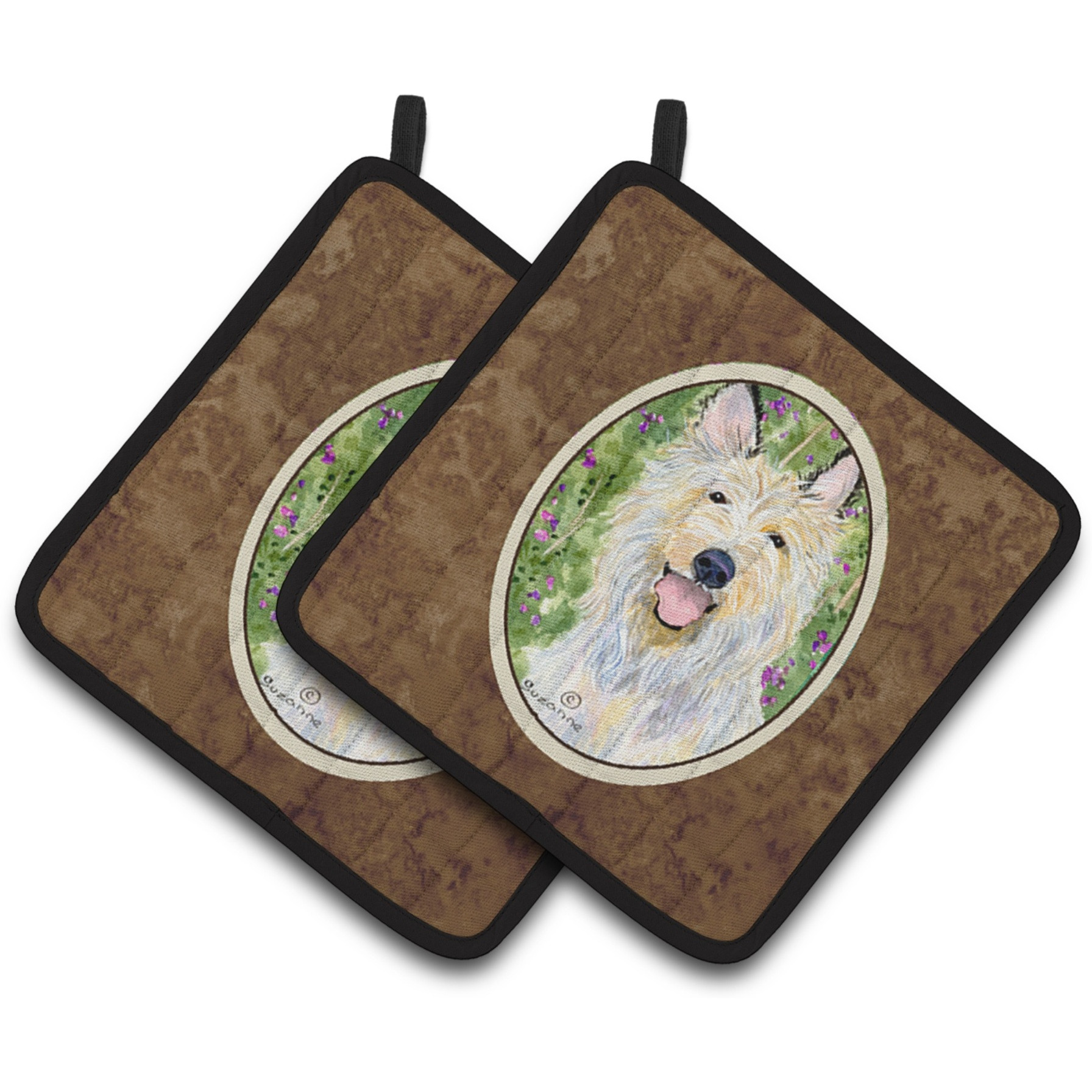 &quotCaroline's Treasures Berger Picard Pair of Pot Holders SS1040PTHD, 7.5HX7.5W, Multicolor"