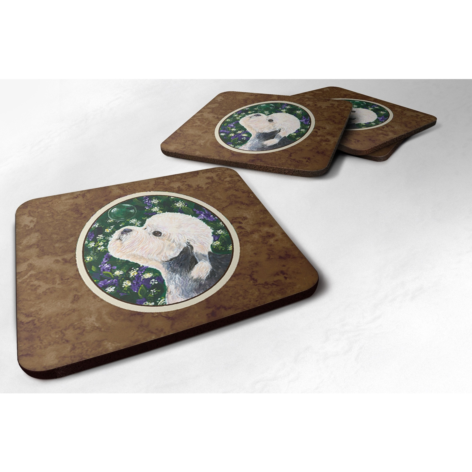 &quotCaroline's Treasures SS1055FC Dandie Dinmont Terrier Foam Coasters (Set of 4), 3.5"" H x 3.5"" W, Multicolor"