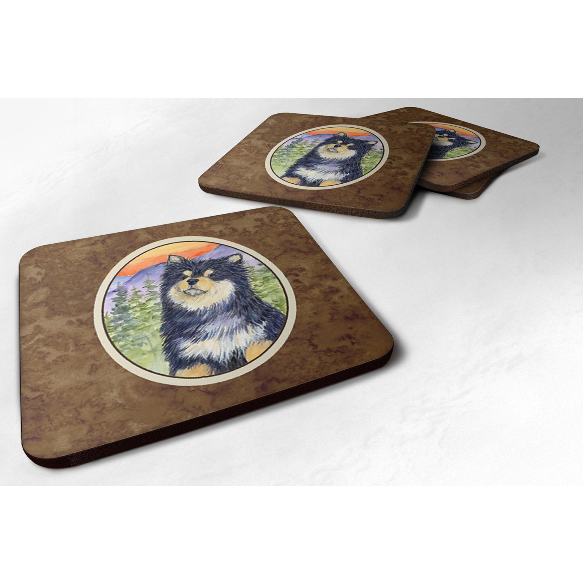 &quotCaroline's Treasures SS1057FC Finnish Lapphund Foam Coasters (Set of 4), 3.5"" H x 3.5"" W, Multicolor"
