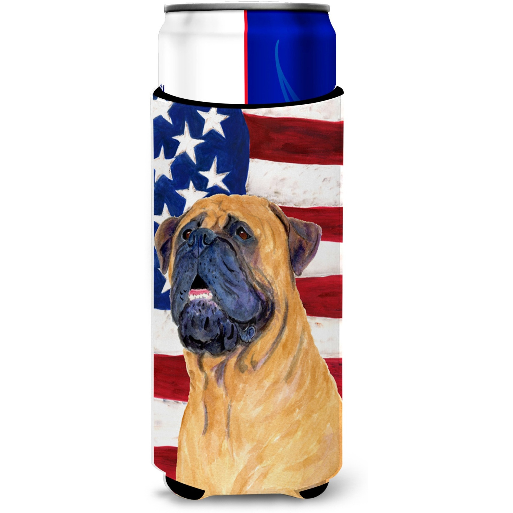USA American Flag with Bullmastiff Ultra Beverage Insulators for slim cans SS4004MUK