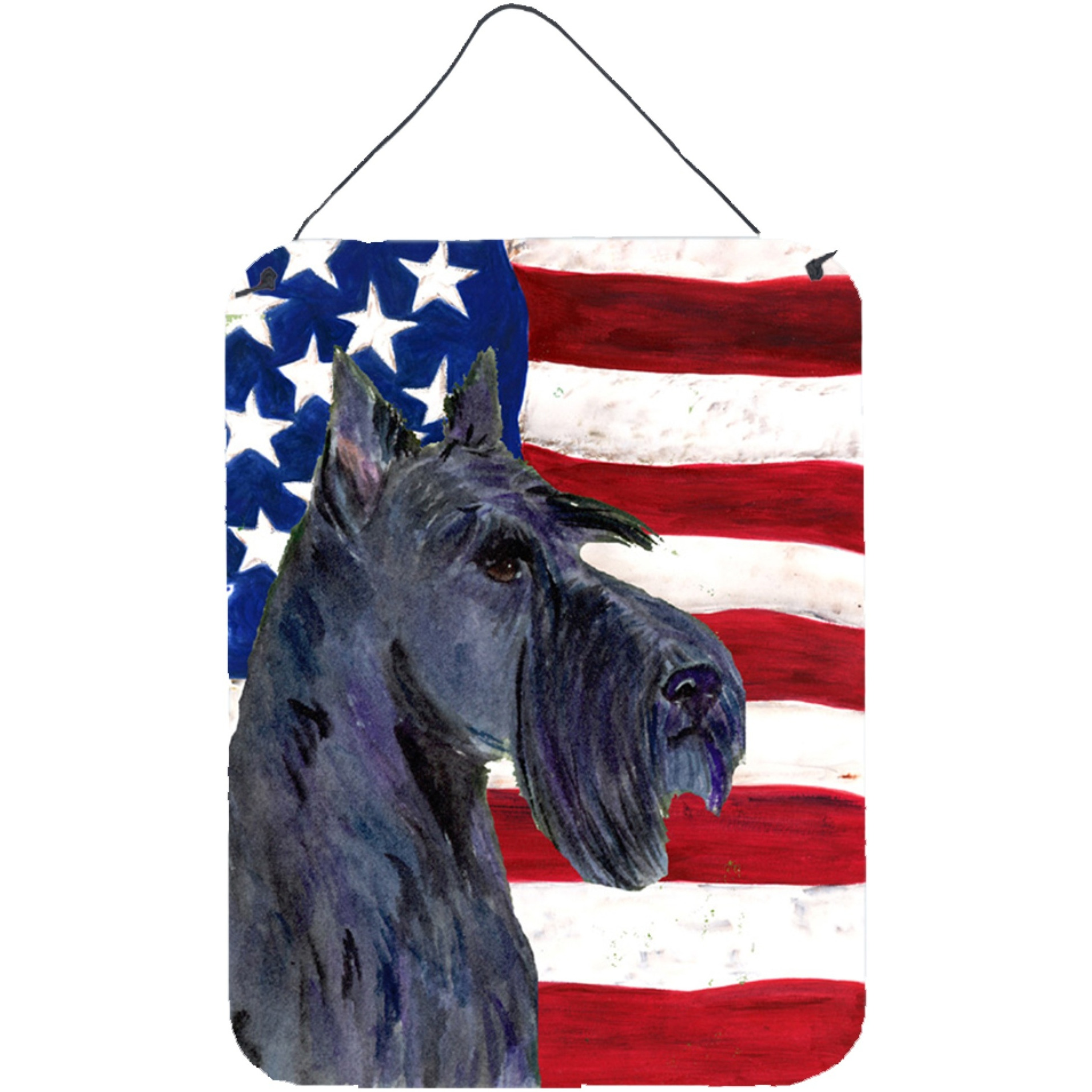 &quotCaroline's Treasures SS4014DS1216 Usa American Flag with Scottish Terrier Wall or Door Hanging Prints, 16"" x 12"", Multicolor"