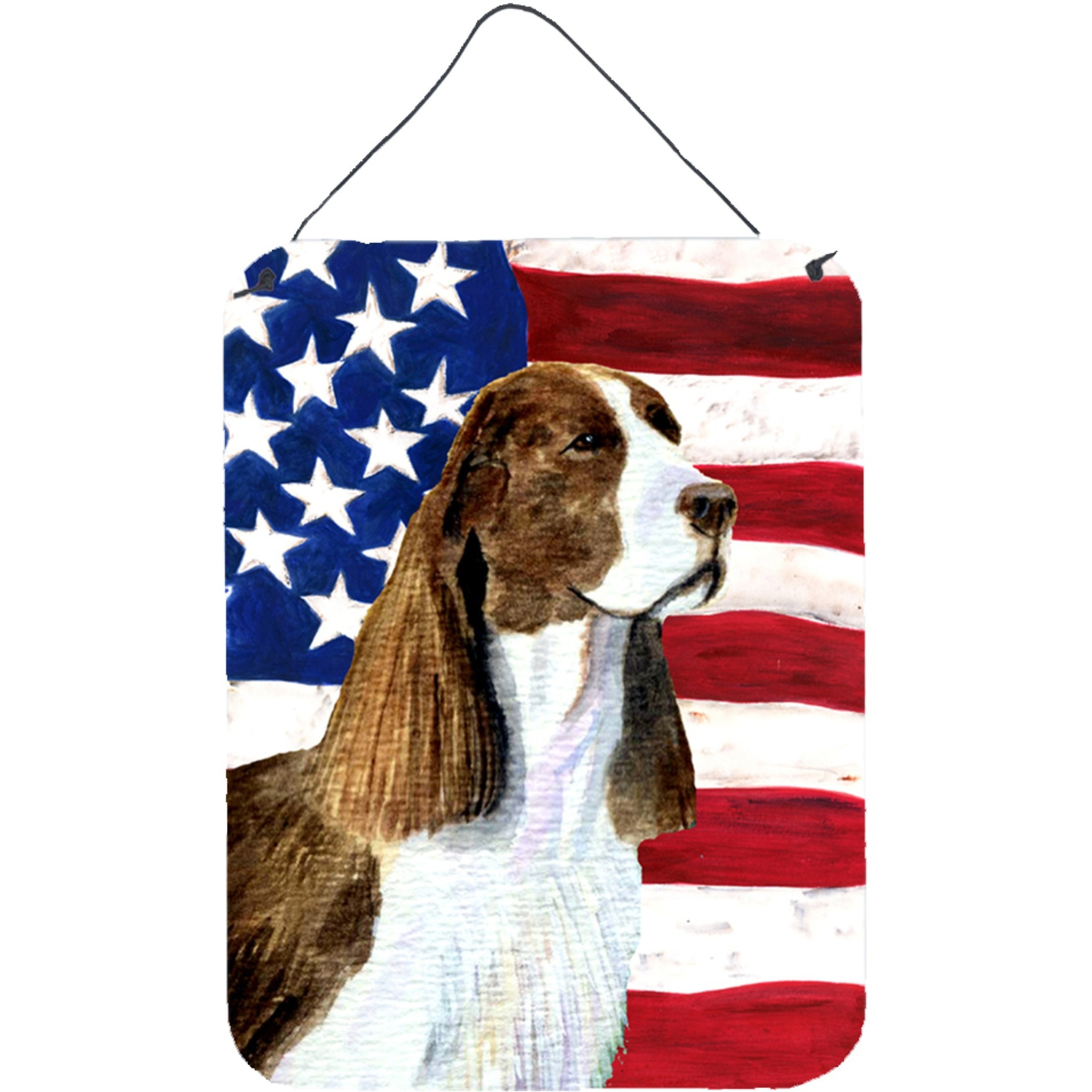 &quotCaroline's Treasures SS4040DS1216 Usa American Flag with Springer Spaniel Wall or Door Hanging Prints, 16"" x 12"", Multicolor"