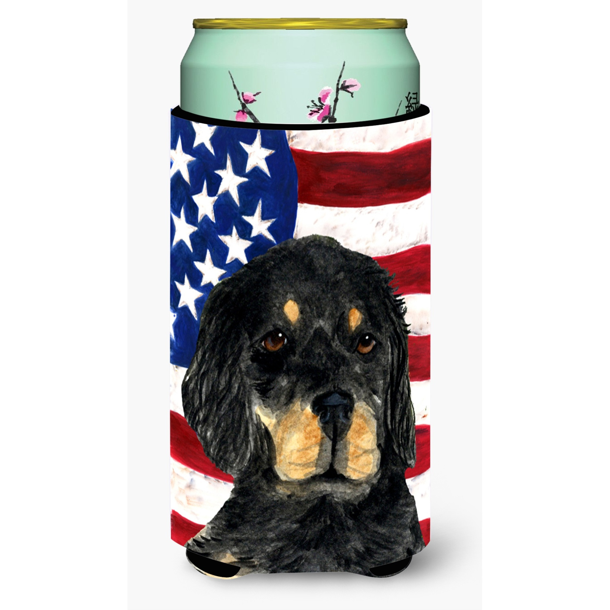 USA American Flag with Gordon Setter  Tall Boy Beverage Insulator Beverage Insulator Hugger