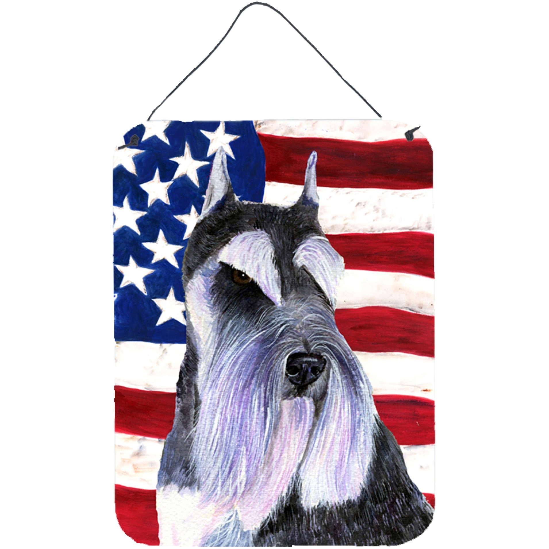 &quotCaroline's Treasures SS4056DS1216 Usa American Flag with Schnauzer Aluminium Metal Wall or Door Hanging Prints, 16"" x 12"", Multicolor"