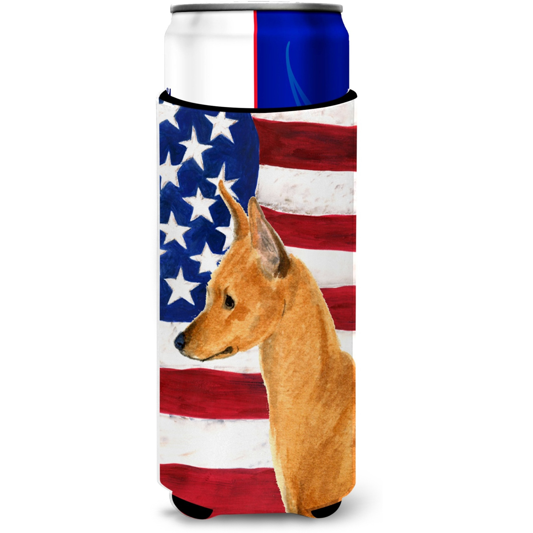 USA American Flag with Min Pin Ultra Beverage Insulators for slim cans SS4222MUK