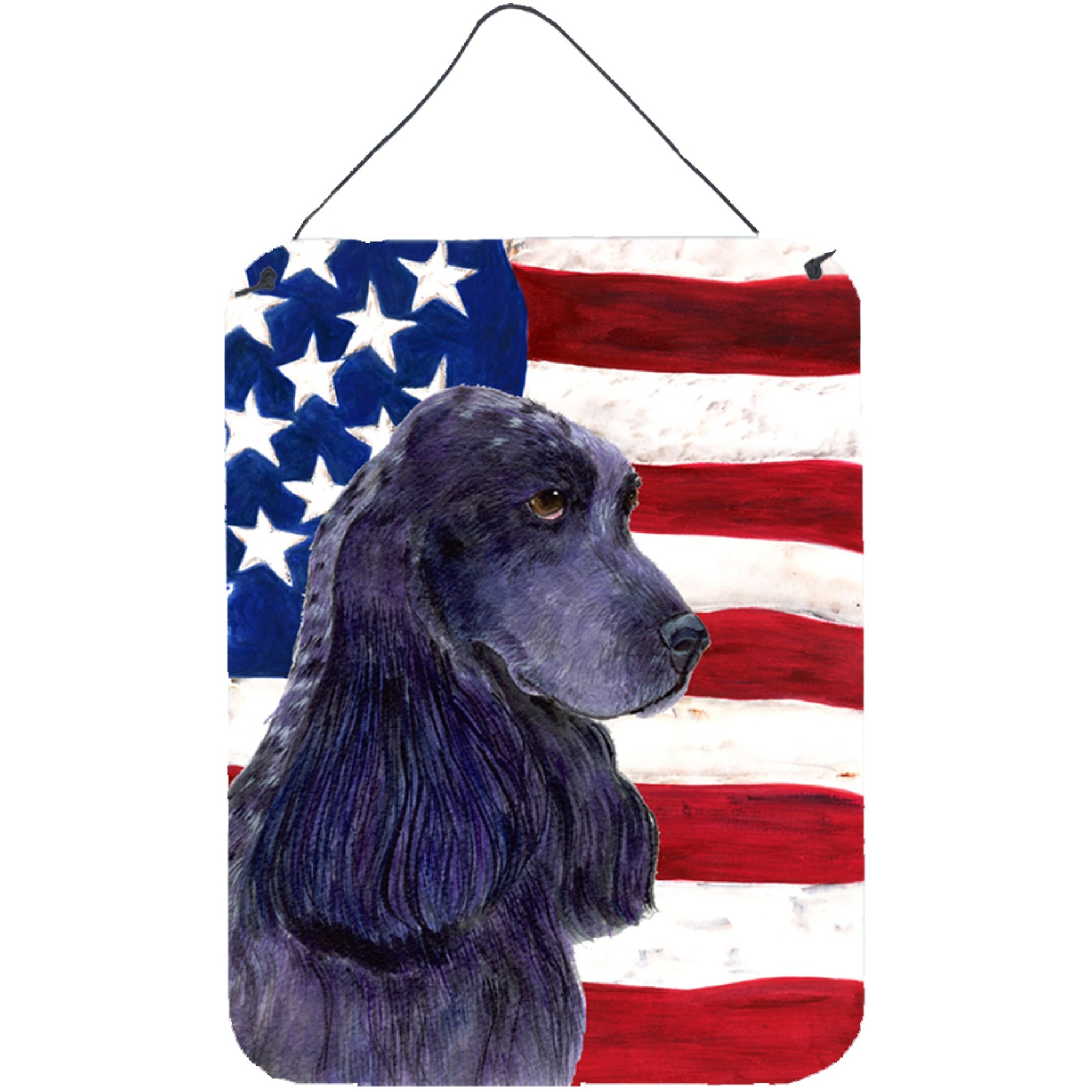 &quotCaroline's Treasures SS4227DS1216 Usa American Flag with Cocker Spaniel Wall or Door Hanging Prints, 16"" x 12"", Multicolor"