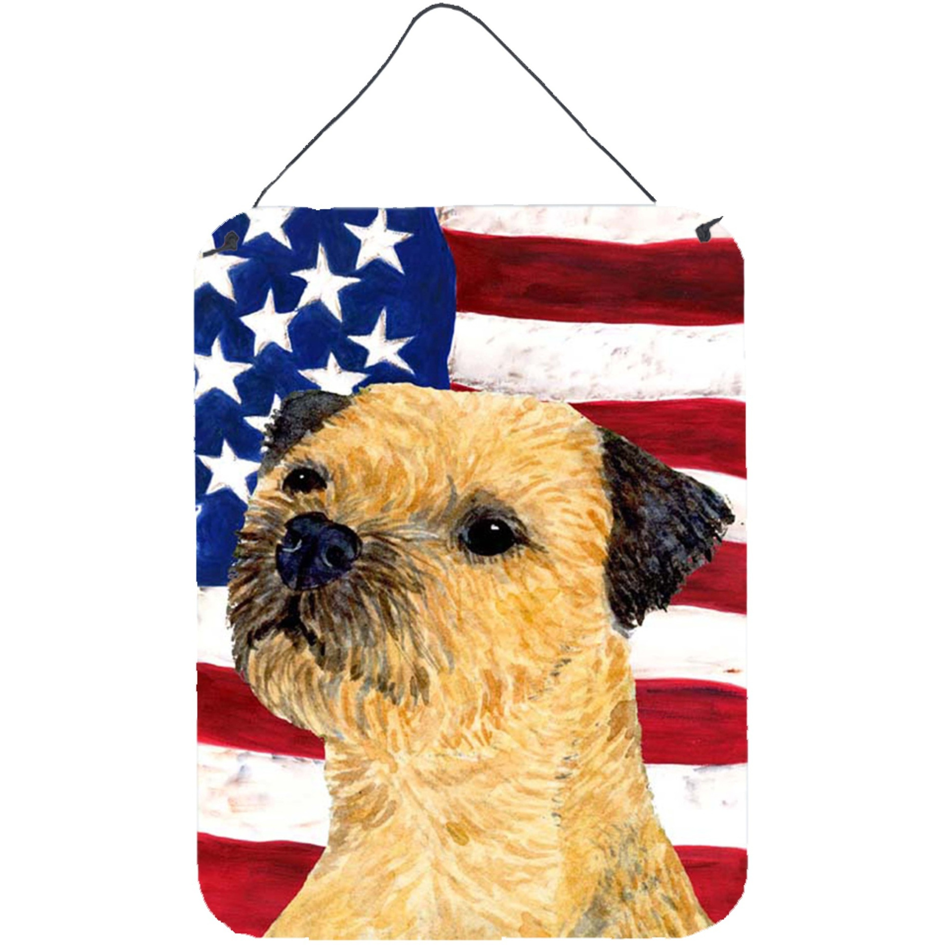 &quotCaroline's Treasures Usa American Flag with Border Terrier Wall or Door Hanging Prints, 16"" x 12"", Multicolor"
