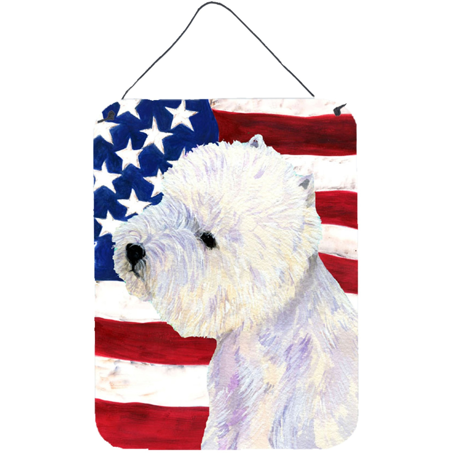 &quotCaroline's Treasures USA American Flag with Westie Aluminium Metal Door Hanging Prints wall-decor, 16"" x 12"", Multicolor"