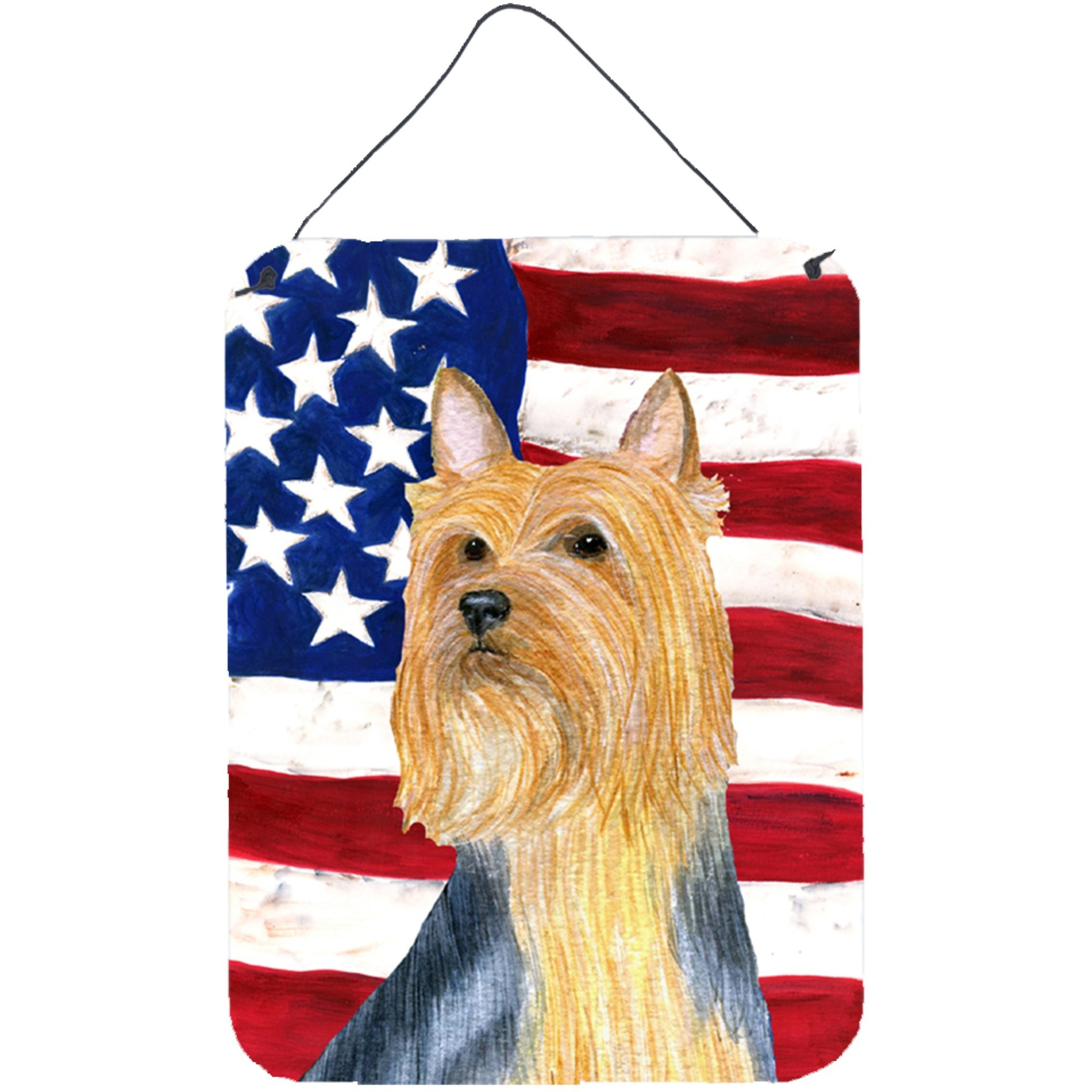 &quotCaroline's Treasures Usa American Flag with Silky Terrier Wall or Door Hanging Prints, 16"" x 12"", Multicolor"