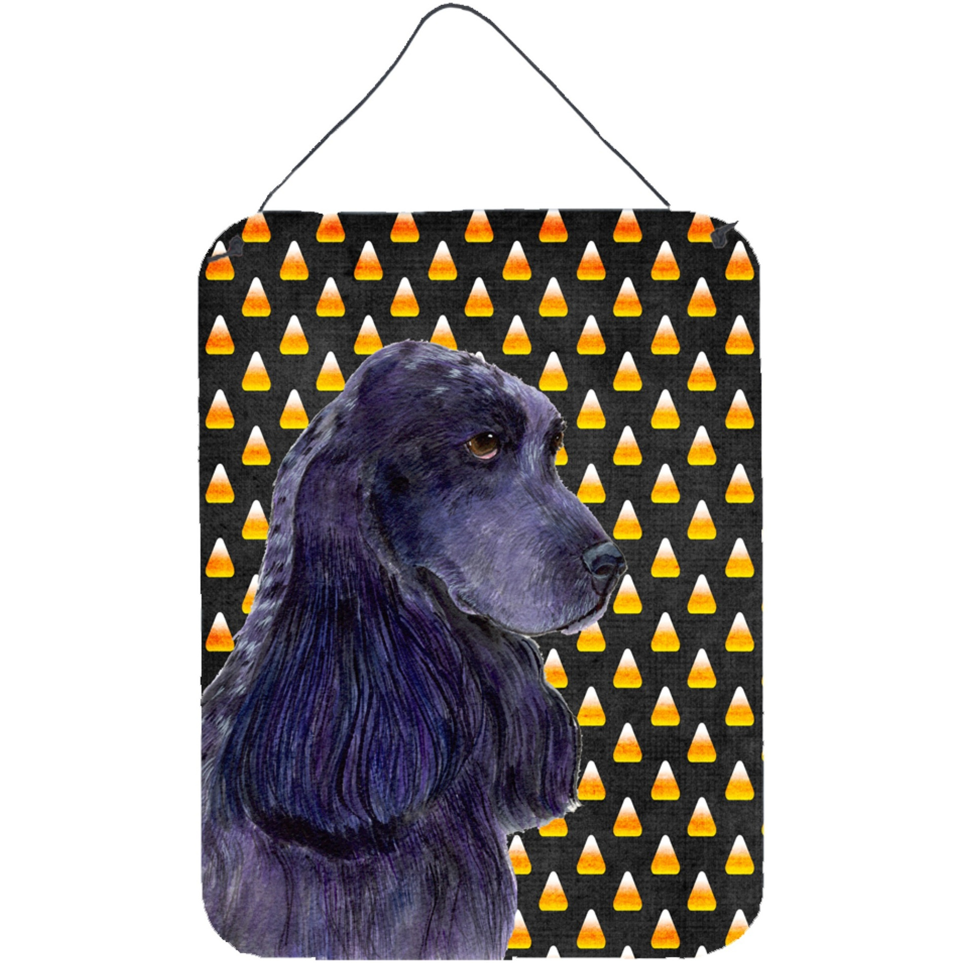 &quotCaroline's Treasures SS4264DS1216 Cocker Spaniel Candy Corn Halloween Portrait Wall or Door Hanging Prints, 16"" x 12"", Multicolor"