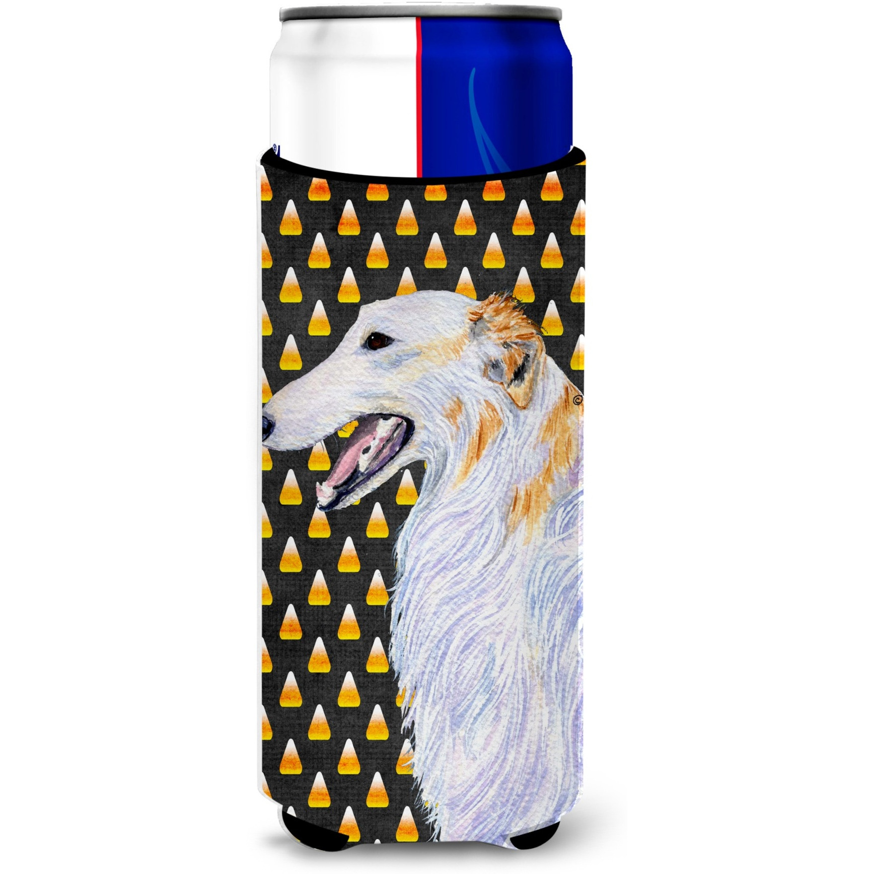 Borzoi Candy Corn Halloween Portrait Ultra Beverage Insulators for slim cans SS4268MUK