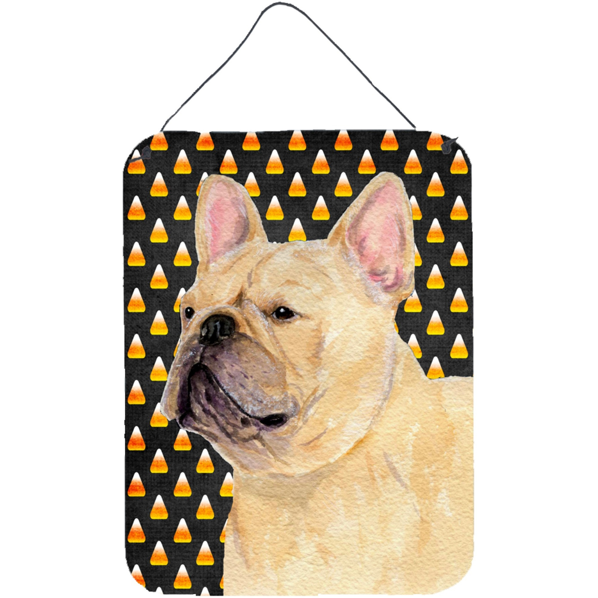 &quotCaroline's Treasures SS4278DS1216 French Bulldog Candy Corn Halloween Portrait Wall or Door Hanging Prints, 16"" x 12"", Multicolor"