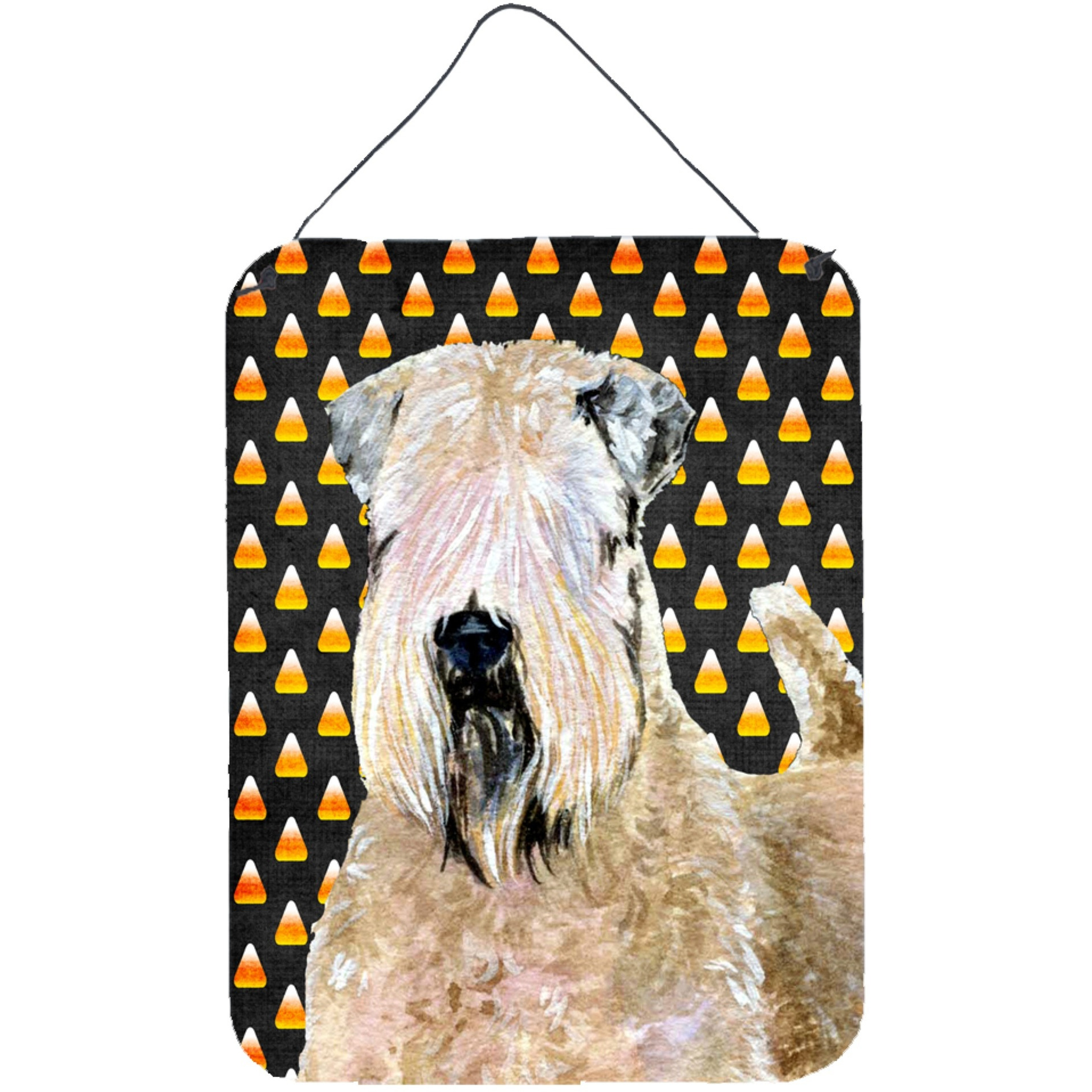&quotCaroline's Treasures Wheaten Terrier Soft Coated Candy Corn Halloween Wall or Door Hanging Prints, 16"" x 12"", Multicolor"