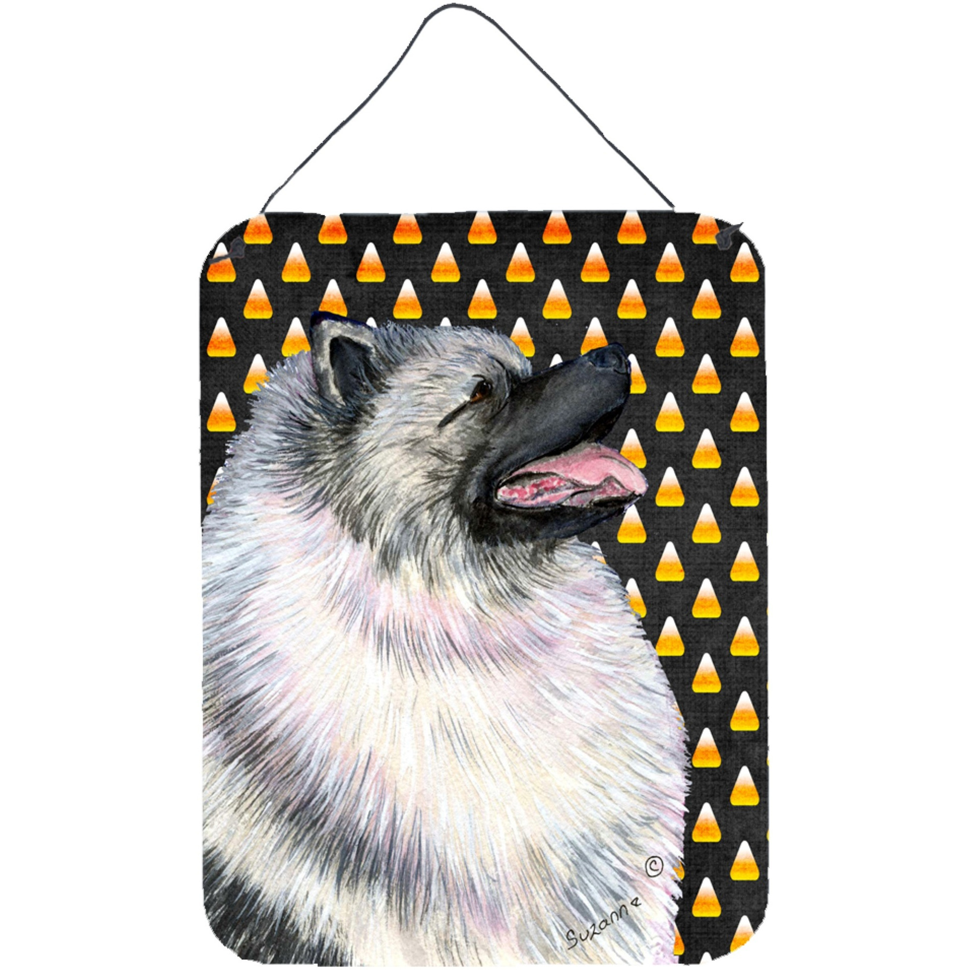 &quotCaroline's Treasures Keeshond Candy Corn Halloween Portrait Wall or Door Hanging Prints, 16"" x 12"", Multicolor"