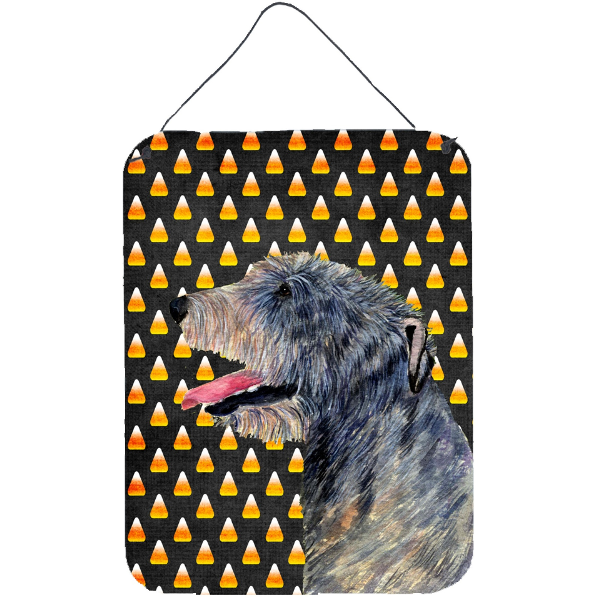 &quotCaroline's Treasures Irish Wolfhound Candy Corn Halloween Portrait Wall or Door Hanging Prints, 16"" x 12"", Multicolor"